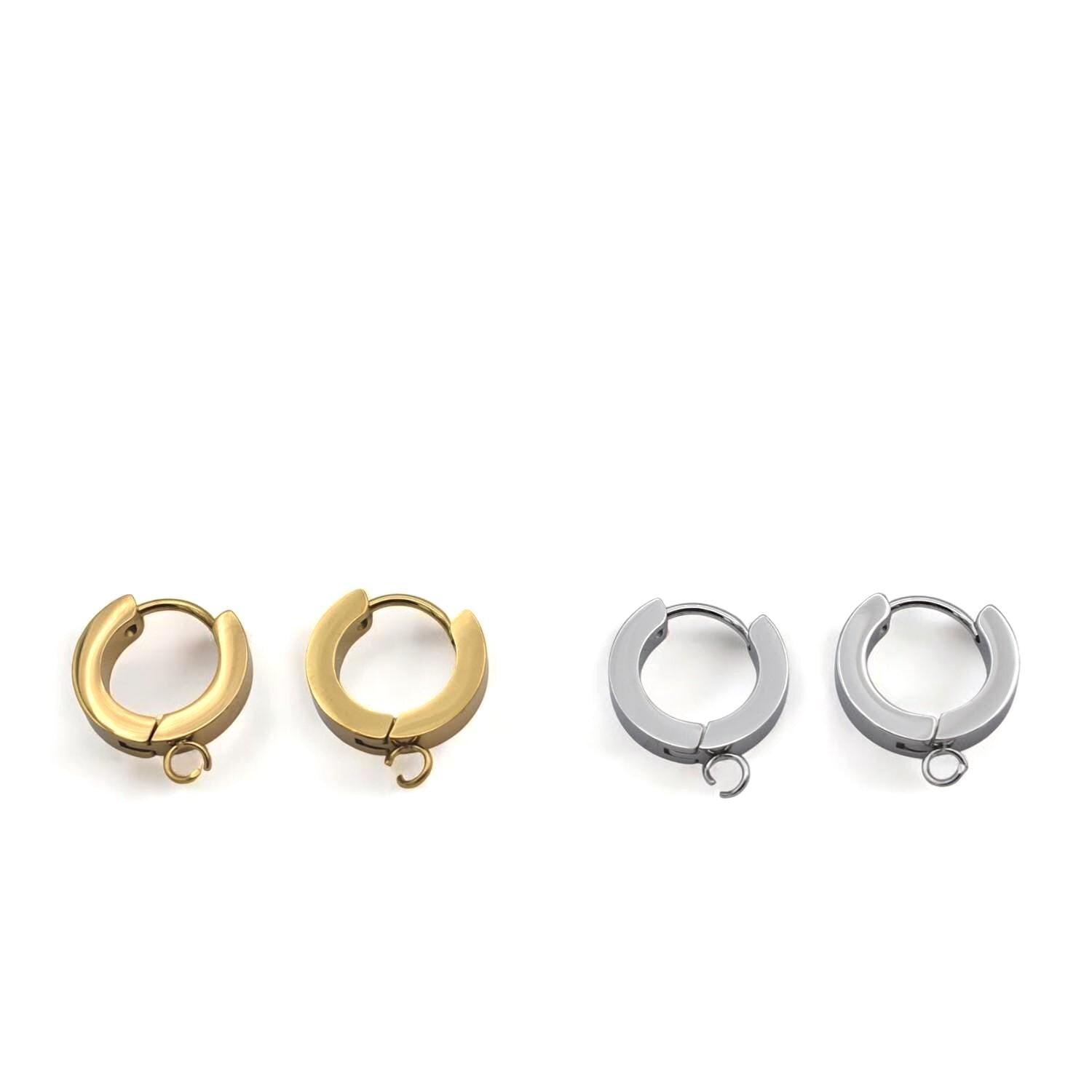 Gold And Silver Huggie Hoop Charms: 14mm Click-Top Earrings, Hypoallergenic Stainless Steel | Durable, Tarnish Resistant, 6 Pairs