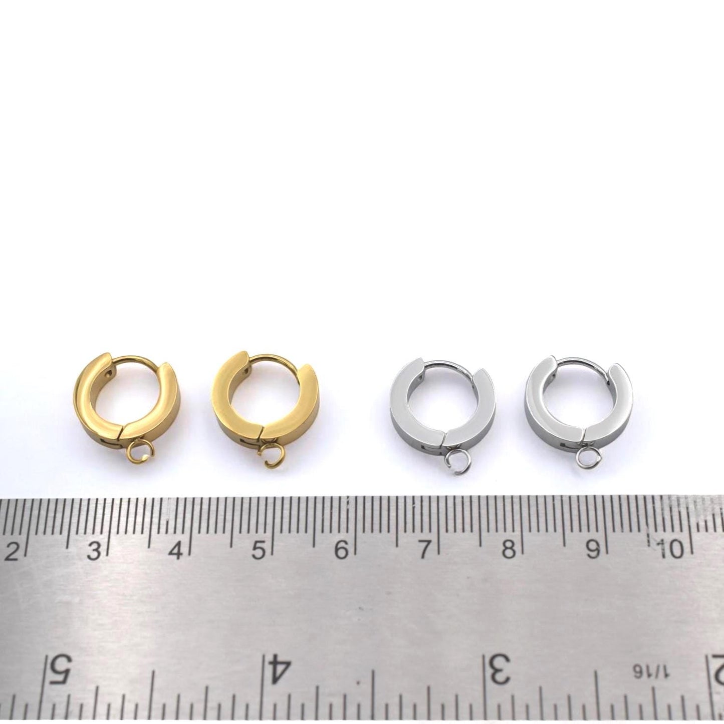 Stainless Steel Hugie Hoop Earring Findings w/ Loop • Gold & Silver • Click Top Charm Hoops • Hypoallergenic DIY Jewelry S...