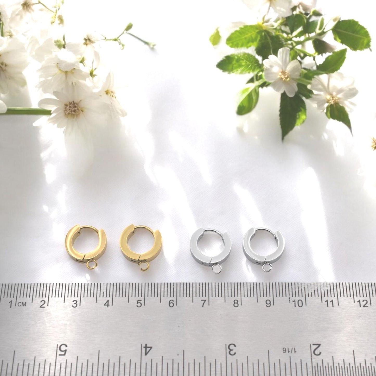 Stainless Steel Hugie Hoop Earring Findings w/ Loop • Gold & Silver • Click Top Charm Hoops • Hypoallergenic DIY Jewelry S...
