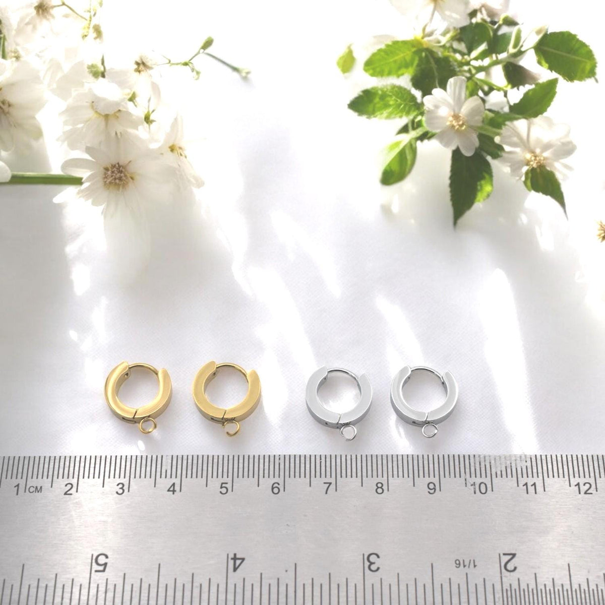 Gold And Silver Huggie Hoop Charms: 14mm Click-Top Earrings, Hypoallergenic Stainless Steel | Durable, Tarnish Resistant, 6 Pairs
