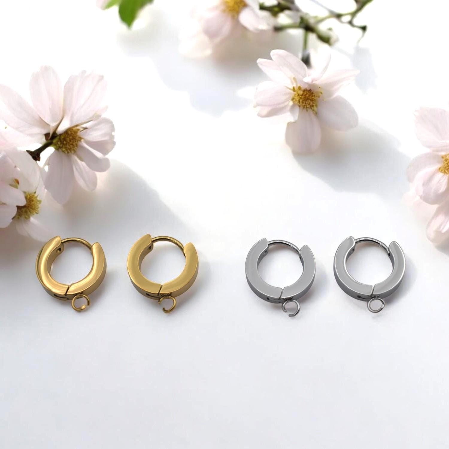 Gold And Silver Huggie Hoop Charms: 14mm Click-Top Earrings, Hypoallergenic Stainless Steel | Durable, Tarnish Resistant, 6 Pairs