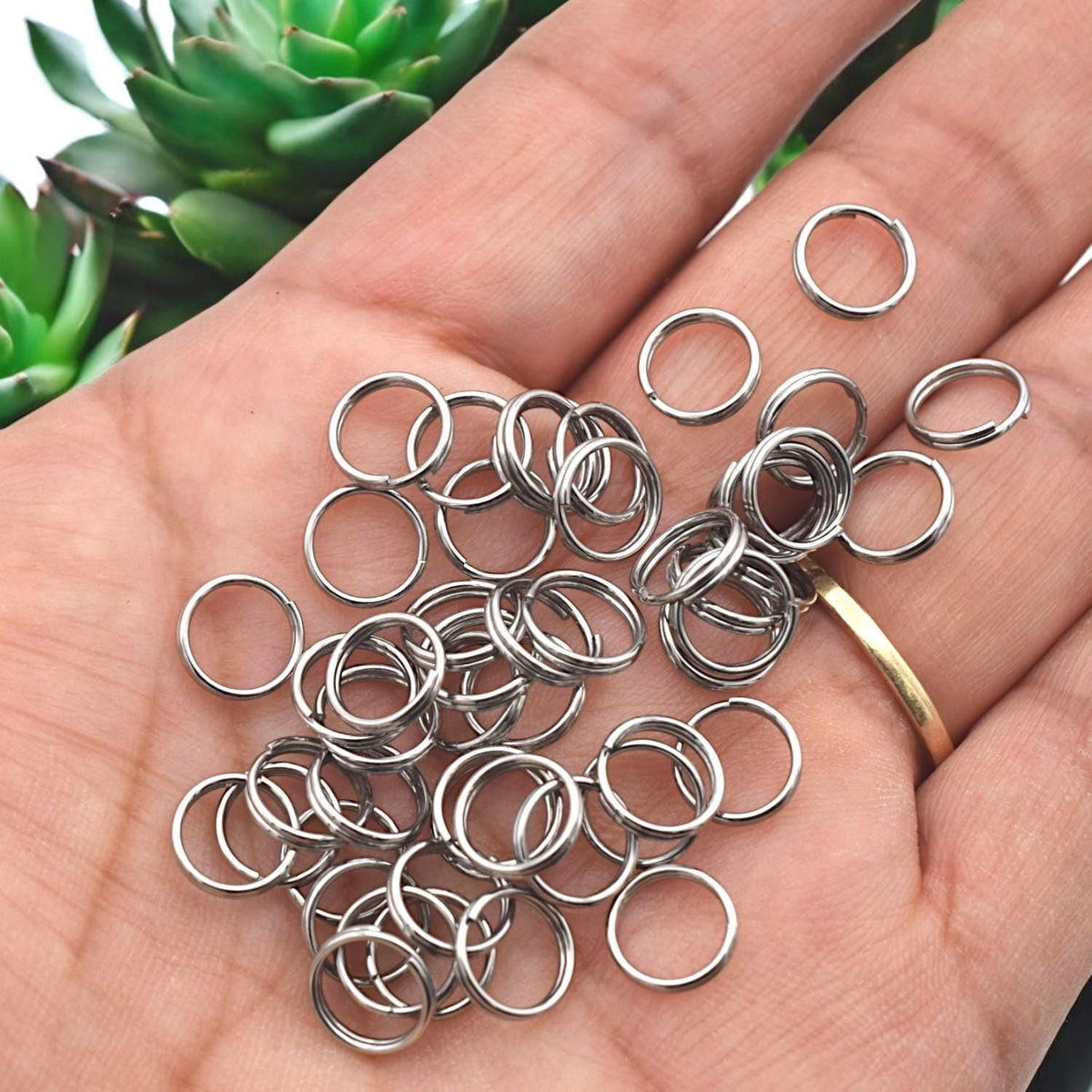 Heavy Duty Jump Rings: Stainless Steel Split Rings, Tarnish-Resistant Silver | Nickel-Free, Smooth Edge, 8mm Size