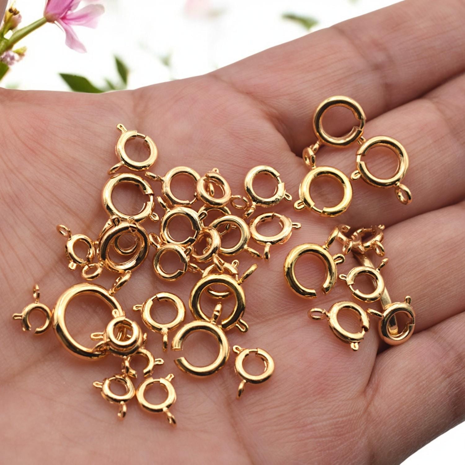 18K Gold Filled Alternative Spring Ring Clasp Round 5–12mm, Tarnish-Resistant Closures for Necklaces & Bracelets, Jewelry Findings