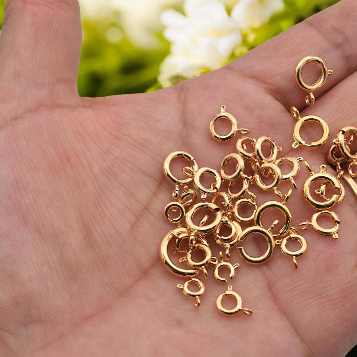 18K Gold Filled Alternative Spring Ring Clasp Round 5–12mm, Tarnish-Resistant Closures for Necklaces & Bracelets, Jewelry Findings