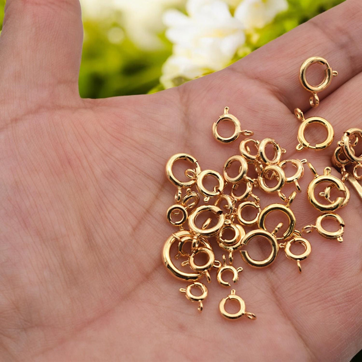 18K Gold Filled Alternative Spring Ring Clasp Round 5–12mm, Tarnish-Resistant Closures for Necklaces & Bracelets, Jewelry Findings
