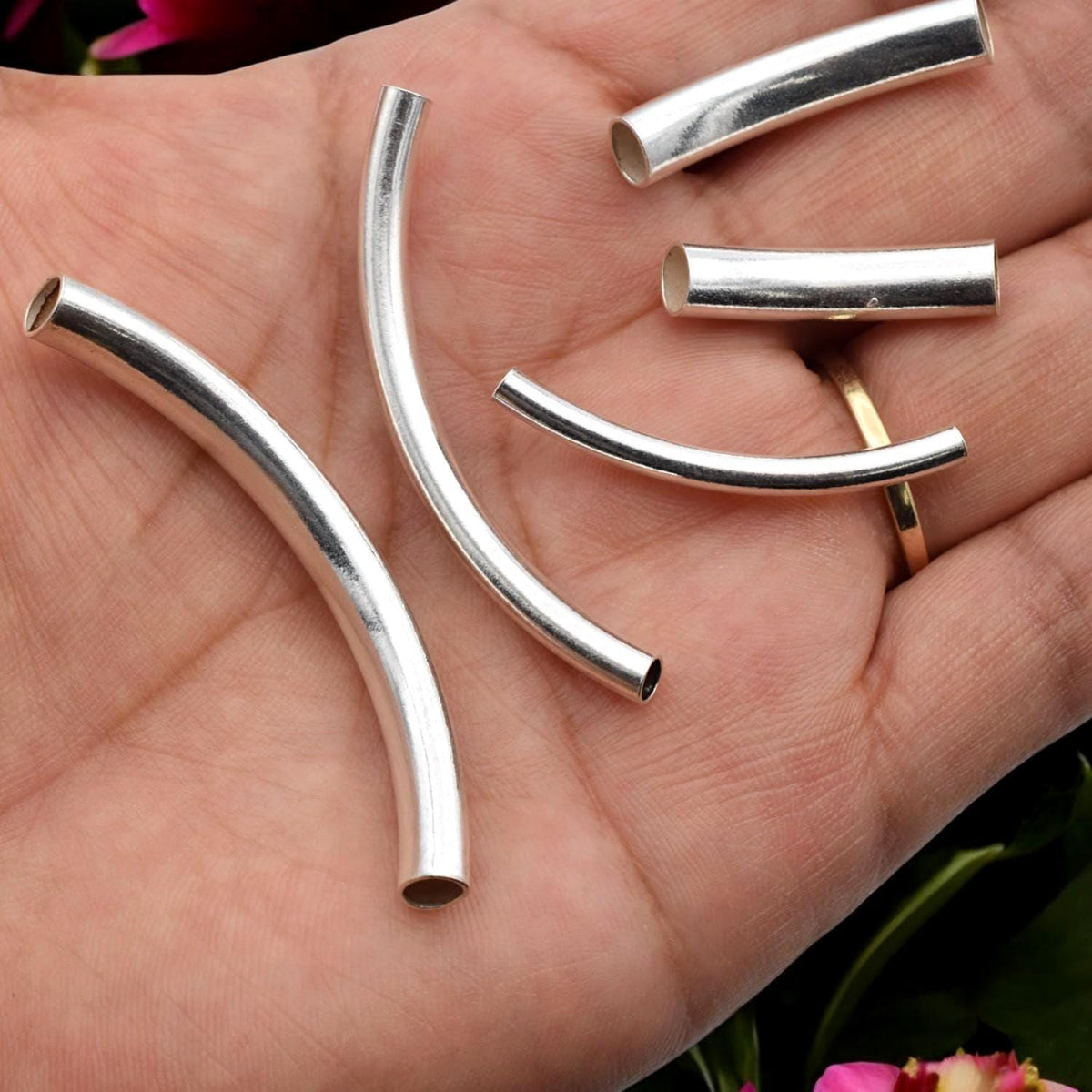 Tube Spacer Beads Curved Sterling Silver: Arc Shaped Jewelry Findings, Tarnish Resistant | Durable, Lightweight | Multiple Sizes