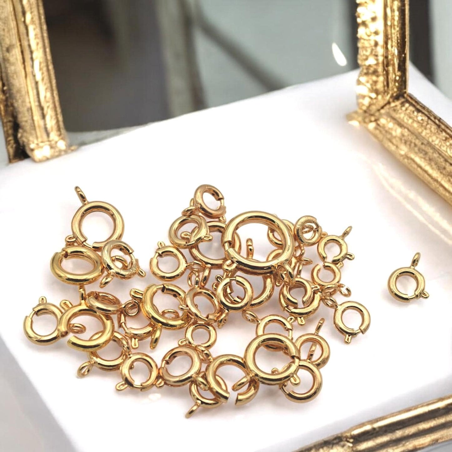 18K Gold Filled Alternative Spring Ring Clasp Round 5–12mm, Tarnish-Resistant Closures for Necklaces & Bracelets, Jewelry Findings