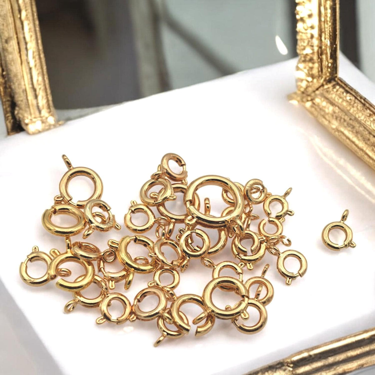 18K Gold Filled Alternative Spring Ring Clasp Round 5–12mm, Tarnish-Resistant Closures for Necklaces & Bracelets, Jewelry Findings