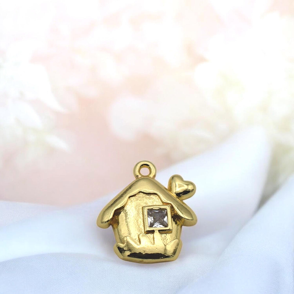 CZ Pave 14K Gold Christmas Charms: Elegant Winter Theme Pendants, Gold Tone Findings (Snowflake Bell Mitten Hat, 12-15mm)