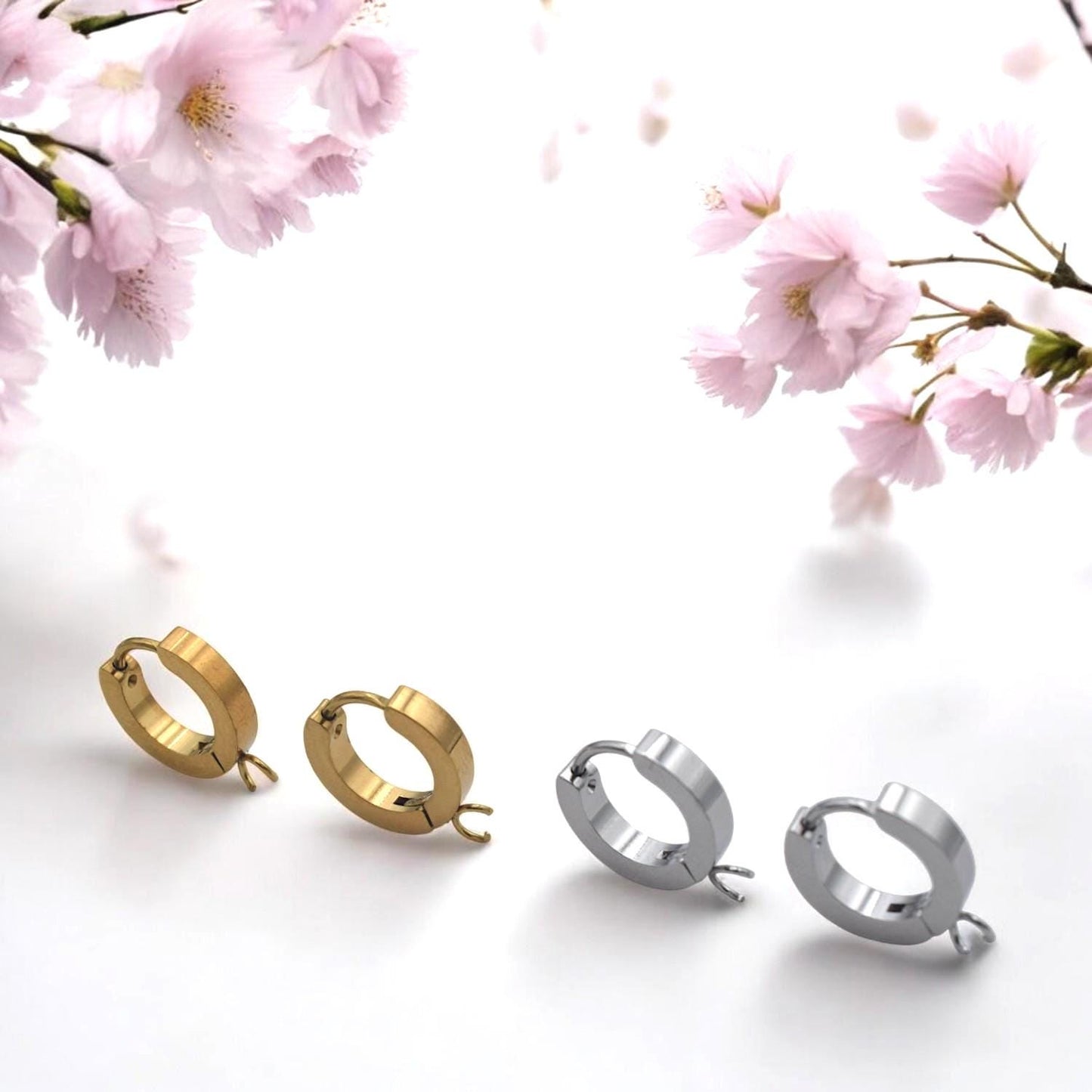 Gold And Silver Huggie Hoop Charms: 14mm Click-Top Earrings, Hypoallergenic Stainless Steel | Durable, Tarnish Resistant, 6 Pairs