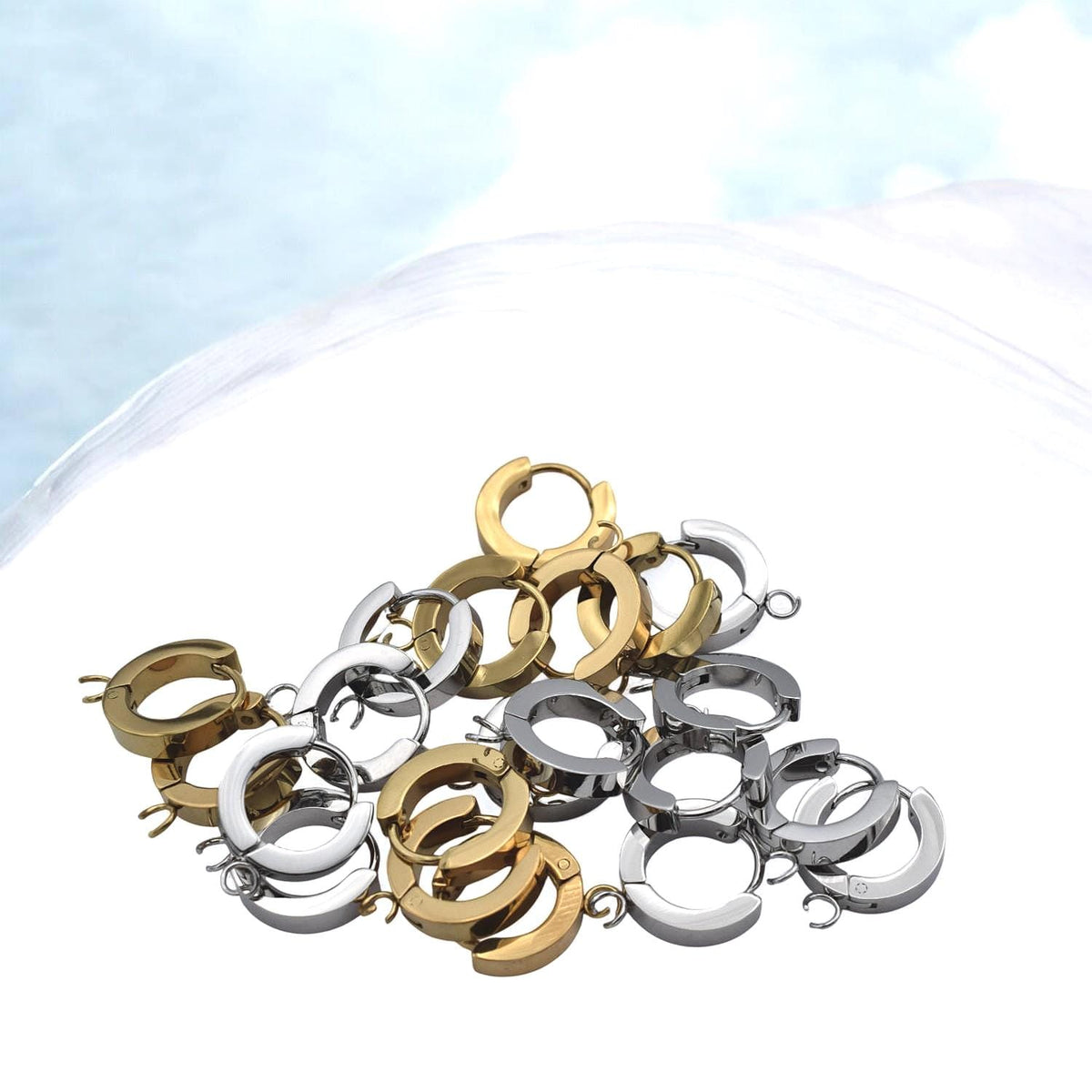 Gold And Silver Huggie Hoop Charms: 14mm Click-Top Earrings, Hypoallergenic Stainless Steel | Durable, Tarnish Resistant, 6 Pairs