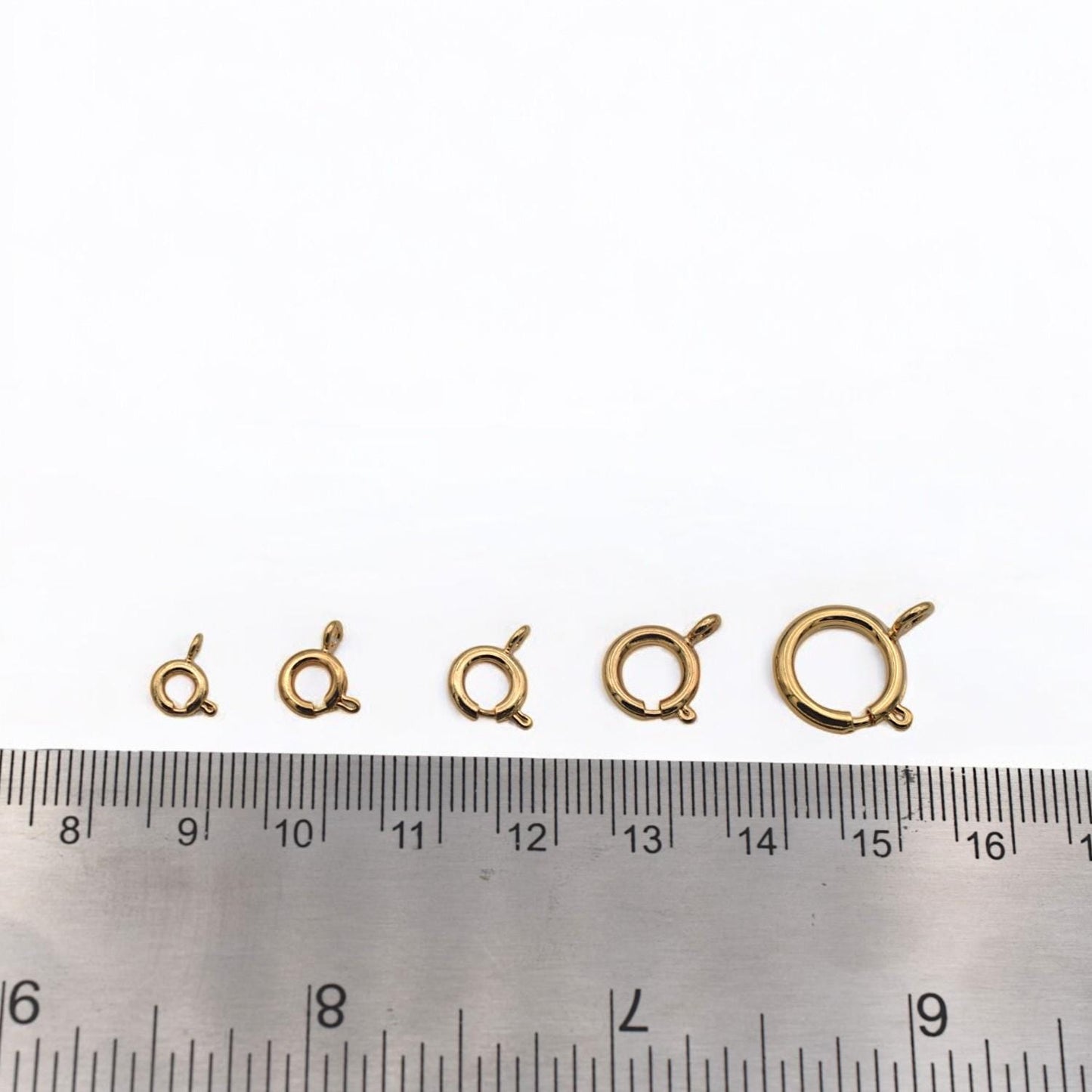 18K Gold Filled Alternative Spring Ring Clasp Round 5–12mm, Tarnish-Resistant Closures for Necklaces & Bracelets, Jewelry Findings