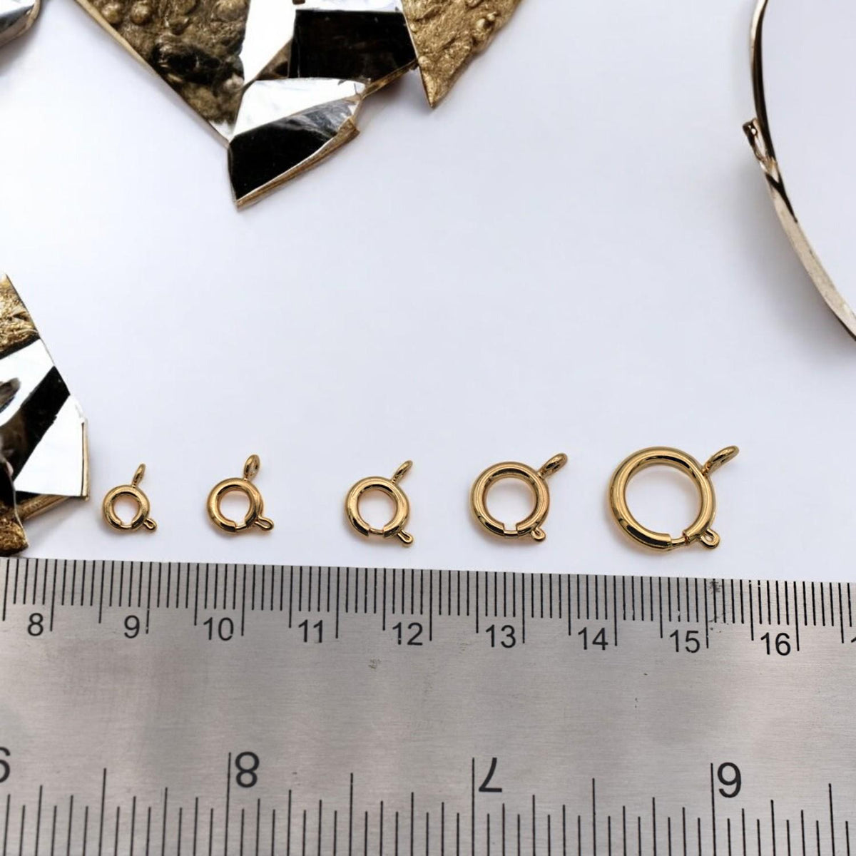 18K Gold Filled Alternative Spring Ring Clasp Round 5–12mm, Tarnish-Resistant Closures for Necklaces & Bracelets, Jewelry Findings