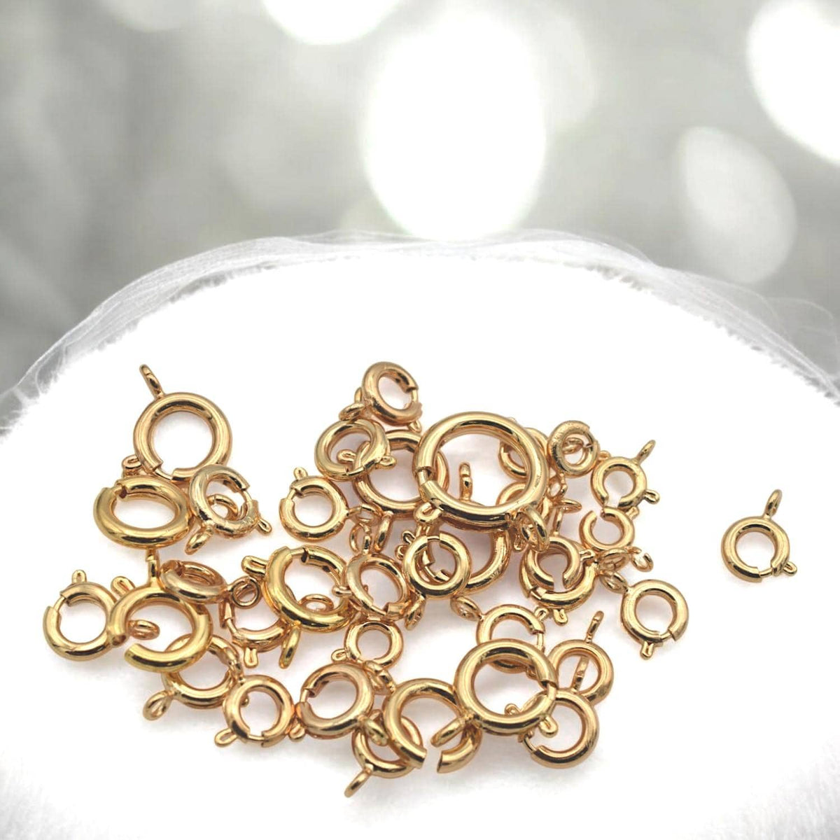 18K Gold Filled Alternative Spring Ring Clasp Round 5–12mm, Tarnish-Resistant Closures for Necklaces & Bracelets, Jewelry Findings