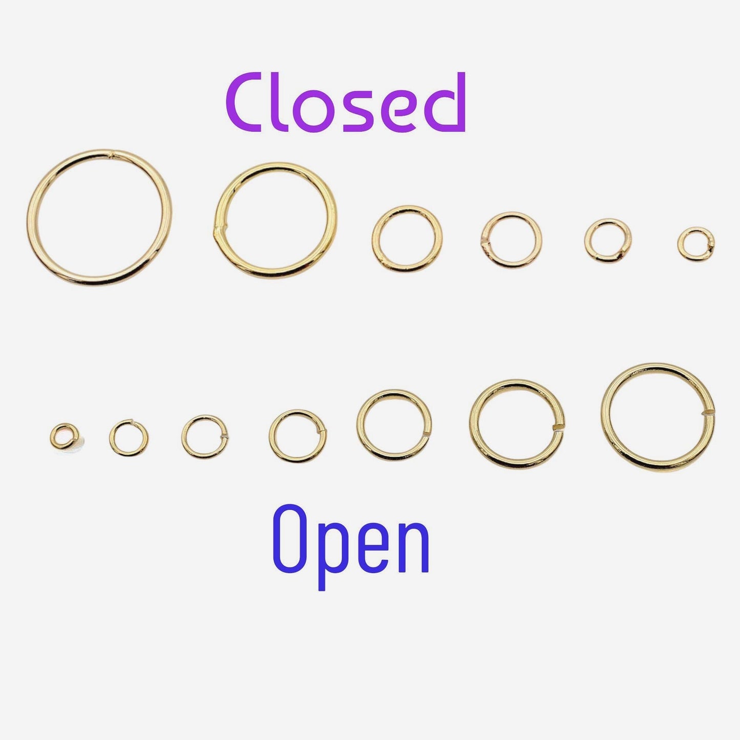 2mm open gold filled look jump rings, round findings for jewelry making