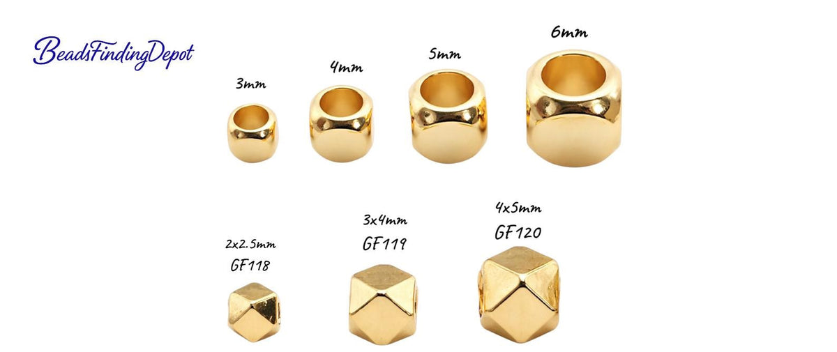 High shine gold spacer beads in cube and hexagon shapes
Cuentas doradas de alto brillo para proyectos de joyería DIY