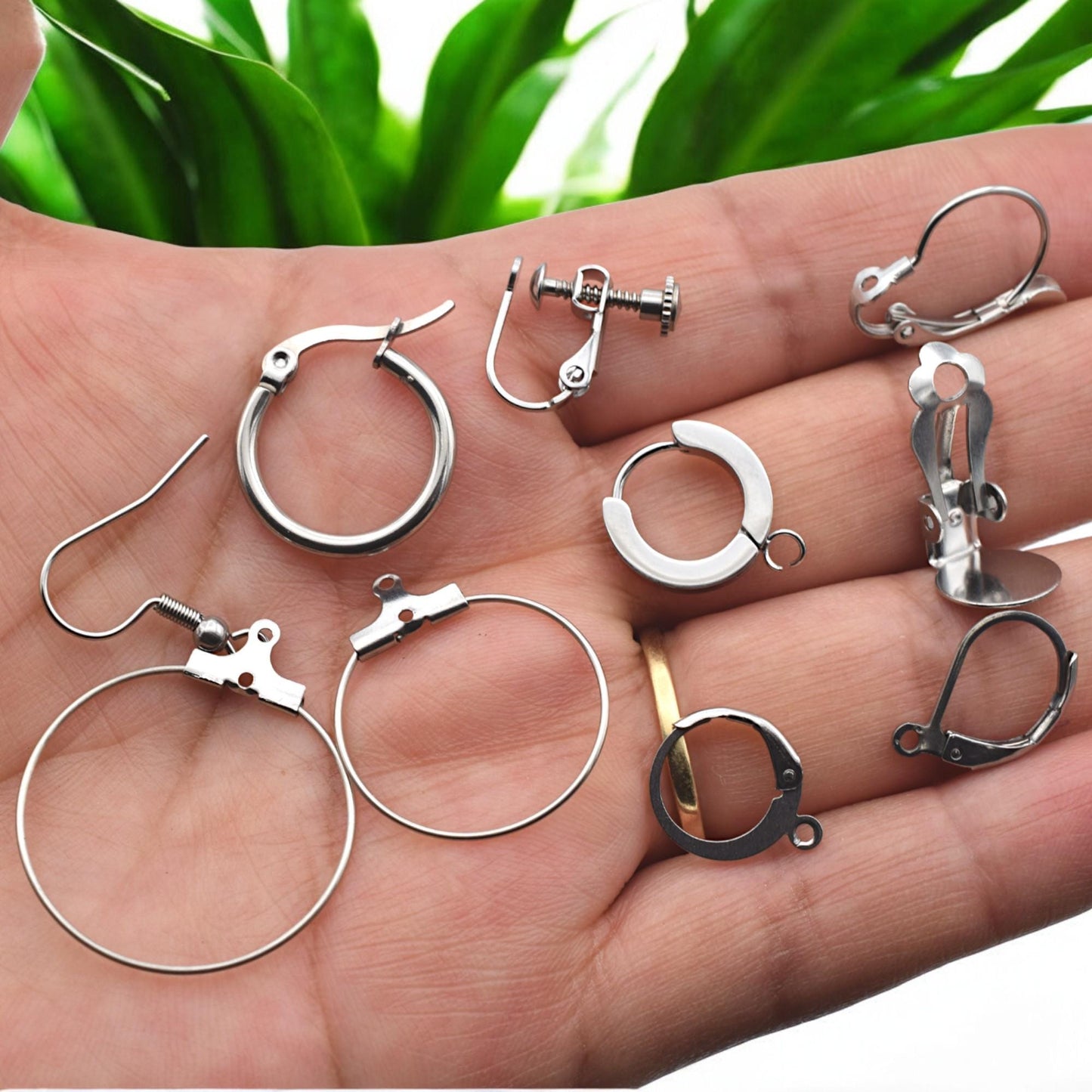 Lever Back Hooks Earring Findings Set, Stainless Steel, Hypoallergenic (Silver Tone, Multiple Styles, DIY Jewelry Makers)
