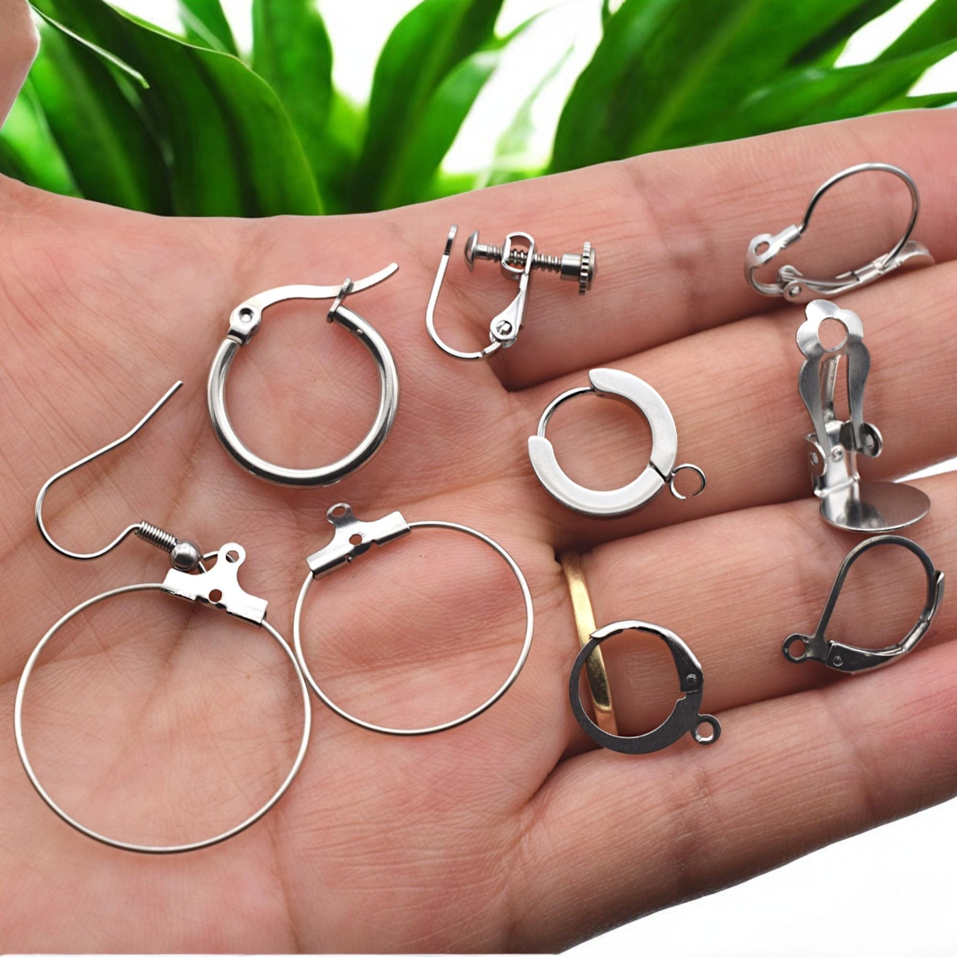 Lever Back Hooks Earring Findings Set, Stainless Steel, Hypoallergenic (Silver Tone, Multiple Styles, DIY Jewelry Makers)