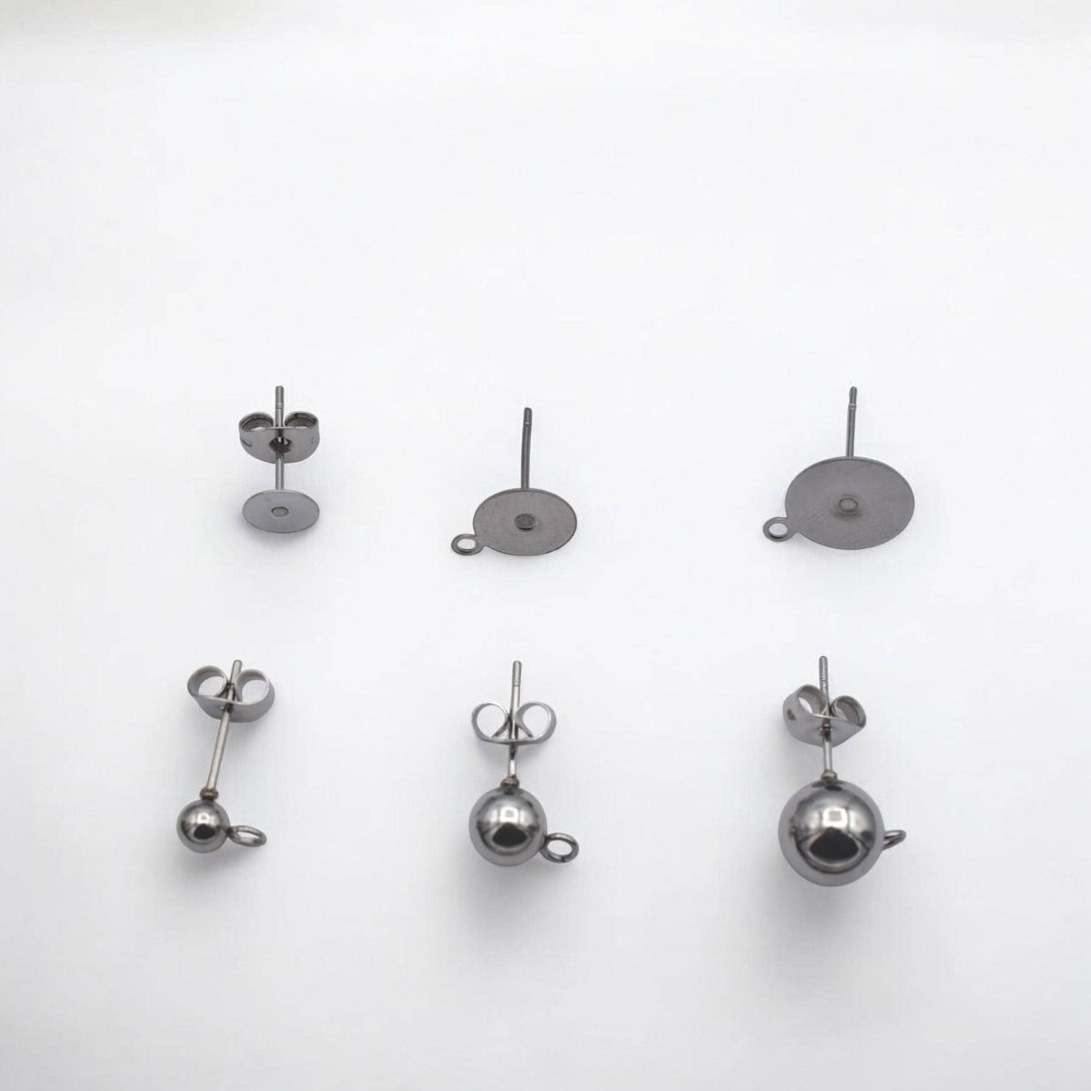 Stainless Steel Stud Flat Pad Posts: Hypoallergenic Earring Findings, Silver Tone, Durable | Cup Studs, Ball Loop Posts, Jewelry Making