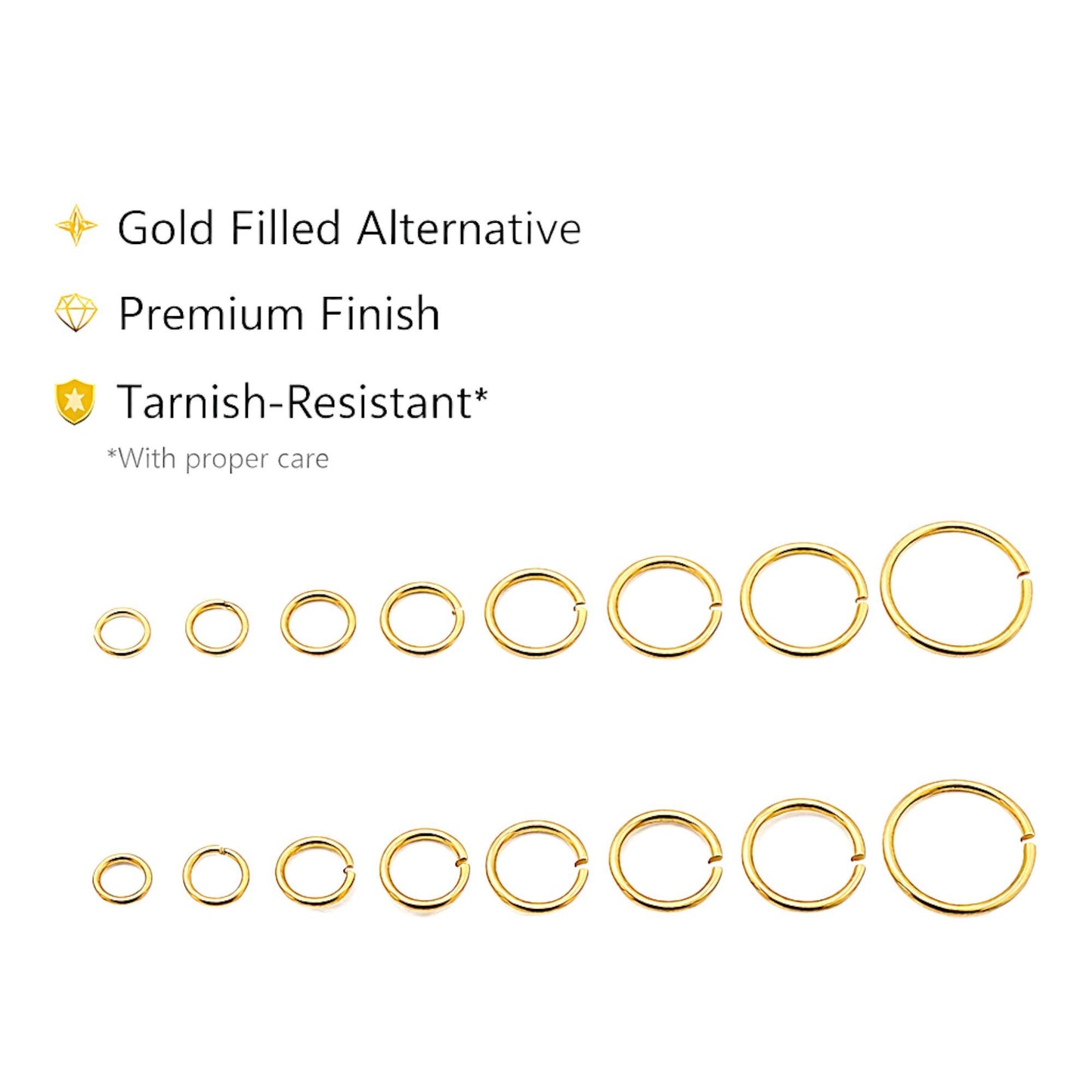 Gold Jump Rings Jewelry Findings: Luxury Gold Look, Tarnish Resistant (Open & Closed Styles, 2mm-12mm, Durable Materials)