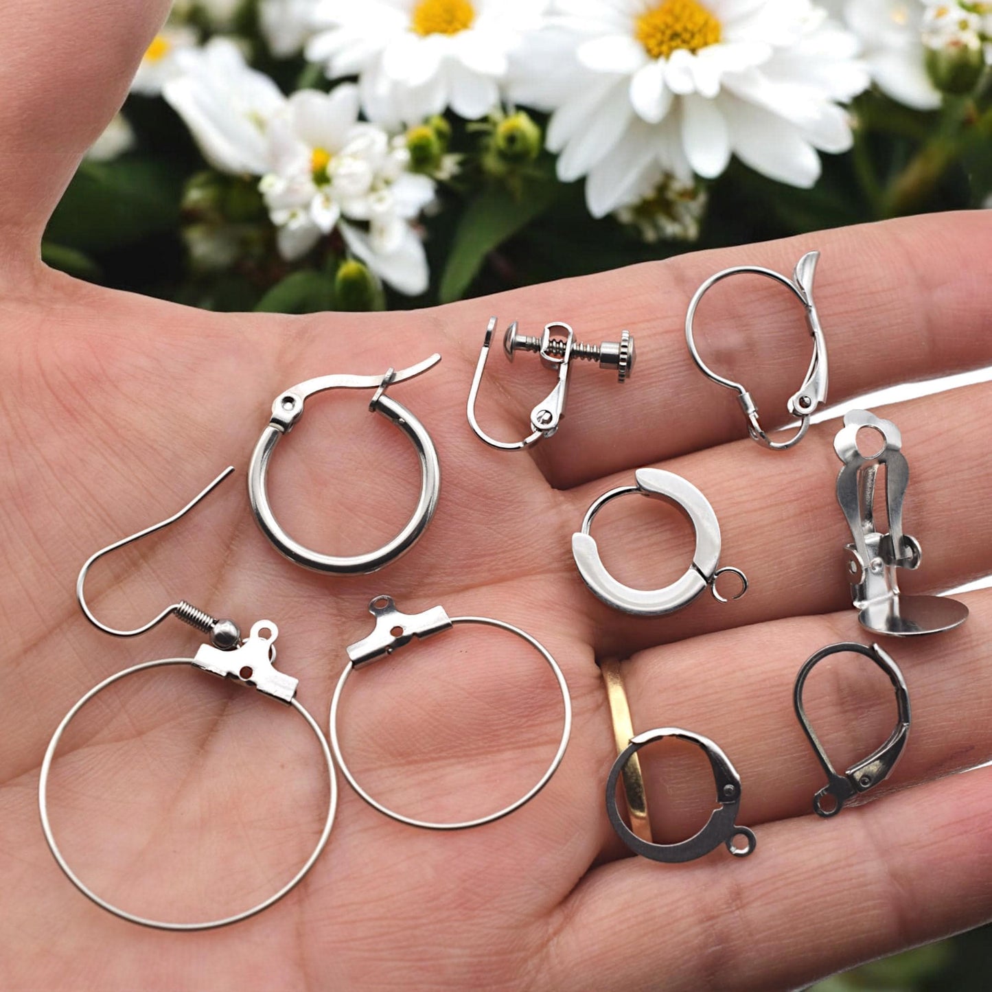 Lever Back Hooks Earring Findings Set, Stainless Steel, Hypoallergenic (Silver Tone, Multiple Styles, DIY Jewelry Makers)