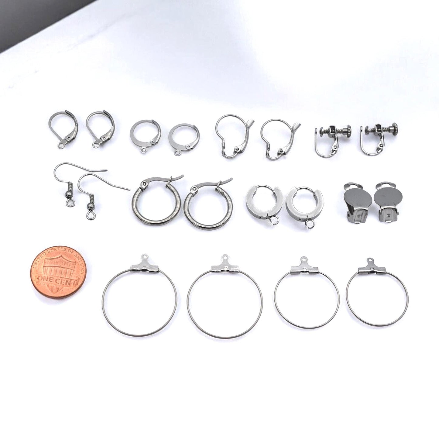 Lever Back Hooks Earring Findings Set, Stainless Steel, Hypoallergenic (Silver Tone, Multiple Styles, DIY Jewelry Makers)