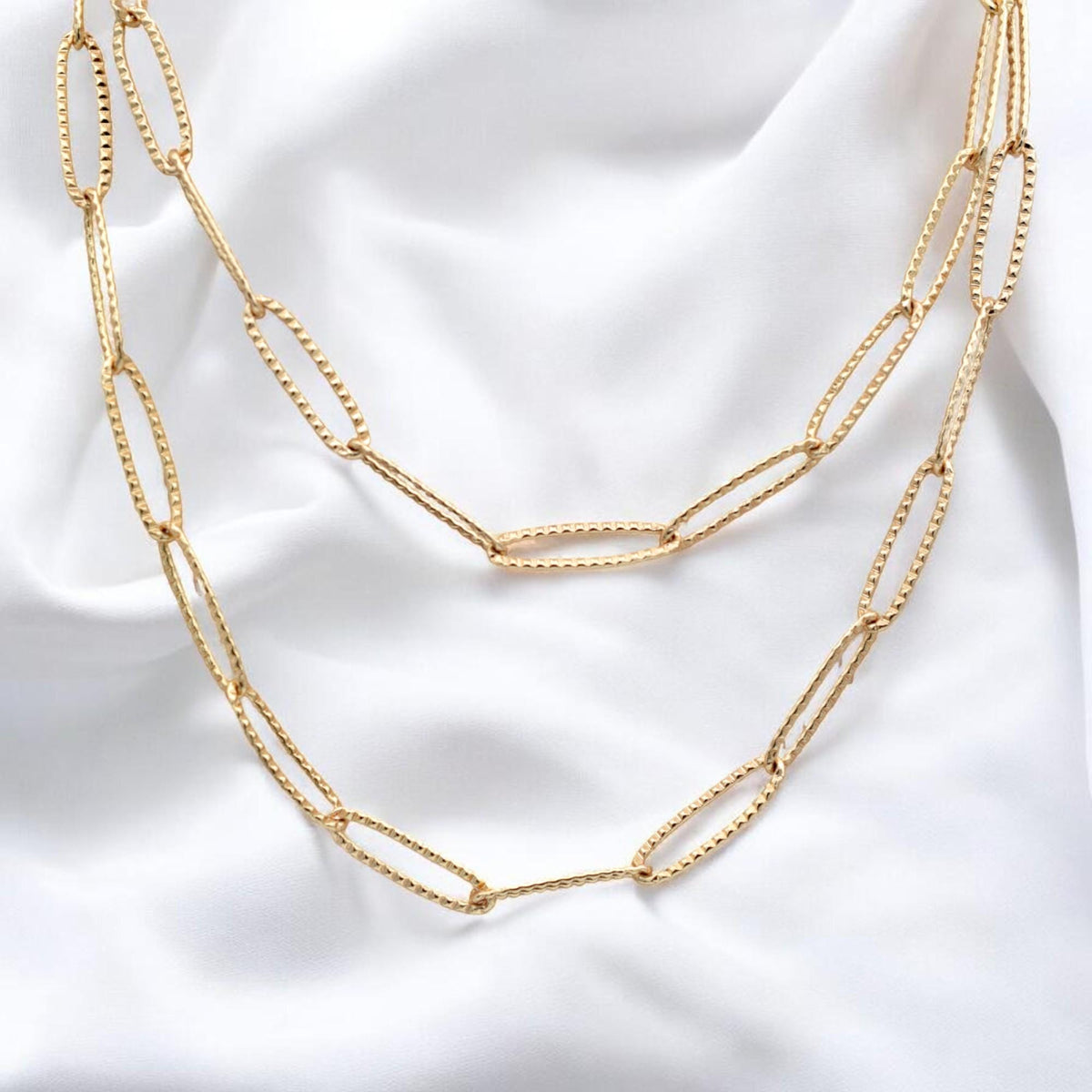 Chain By The Foot Gold Filled Alternative Chain, Paperclip Rectangle Or Textured Oval (Gold , Jewelry Supply, DIY Lengths)
