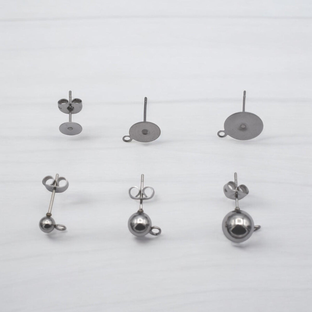 Stainless Steel Stud Flat Pad Posts: Hypoallergenic Earring Findings, Silver Tone, Durable | Cup Studs, Ball Loop Posts, Jewelry Making