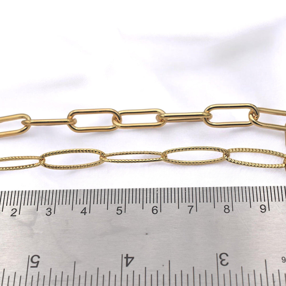 Chain By The Foot Gold Filled Alternative Chain, Paperclip Rectangle Or Textured Oval (Gold , Jewelry Supply, DIY Lengths)