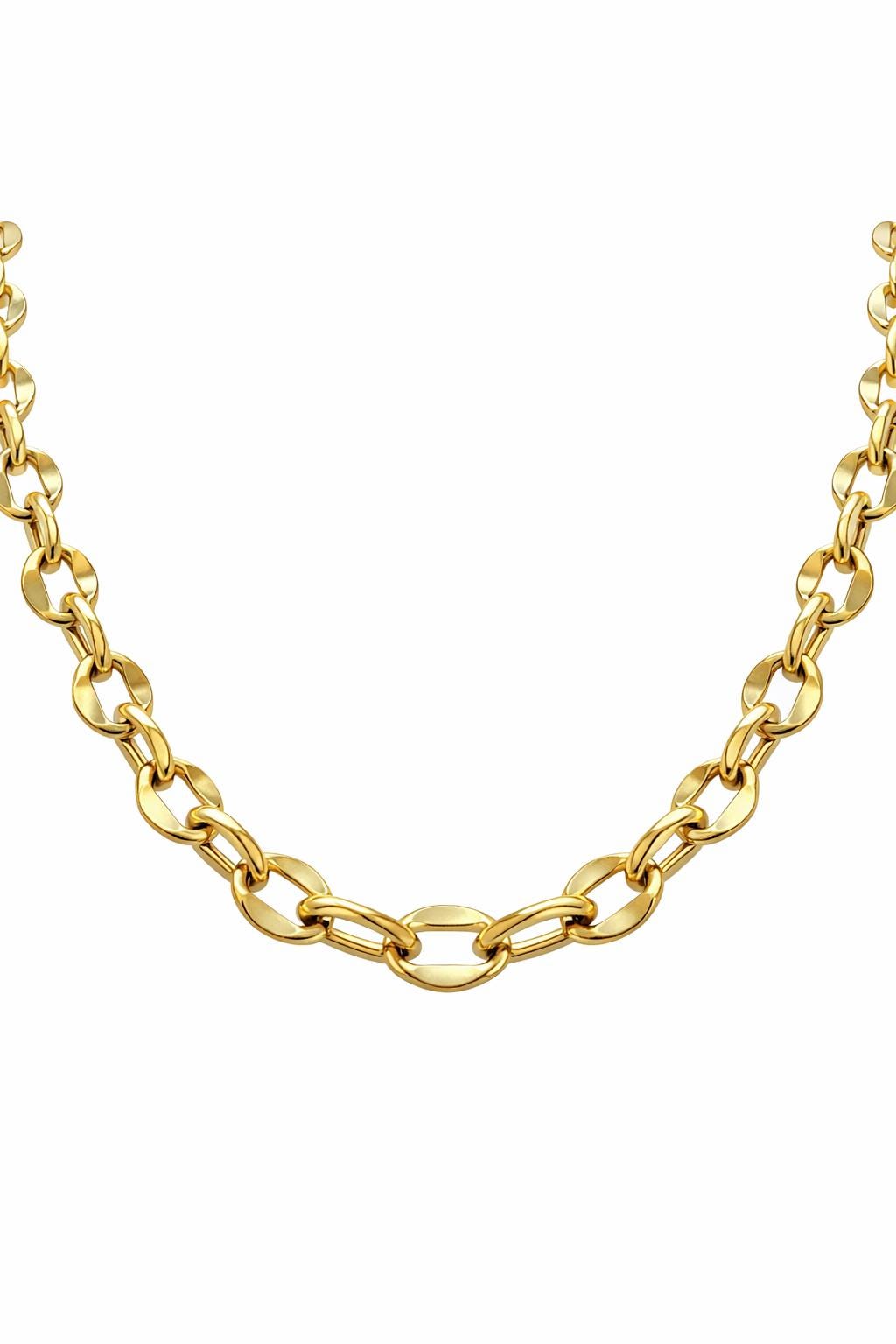 Gold Stainless Steel Oval Link Curb Chain: Luxury Gold Finish, Durable Jewelry Making Material | 4mm-8mm Widths, Sold by Yard