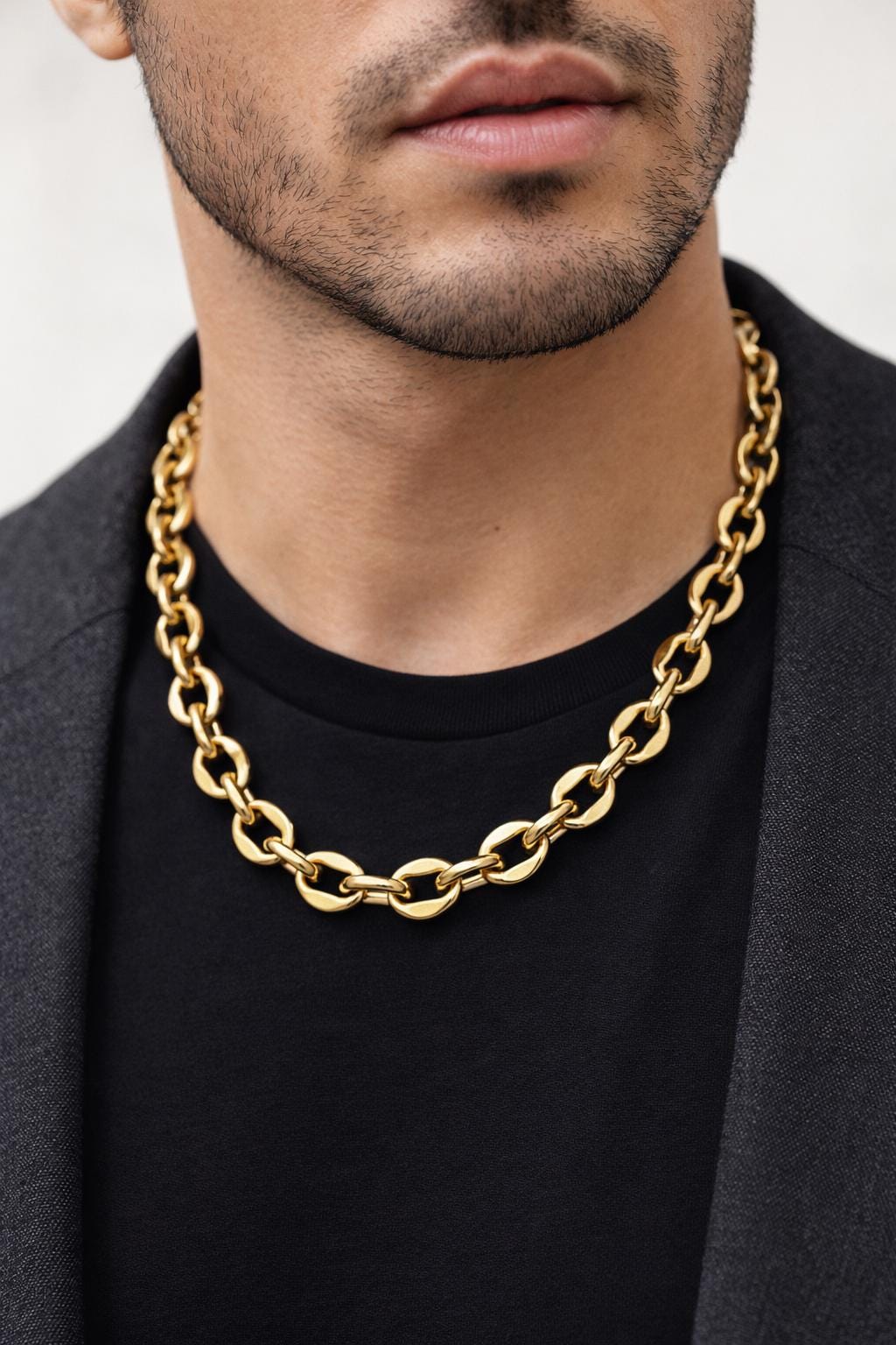 Gold Stainless Steel Oval Link Curb Chain: Luxury Gold Finish, Durable Jewelry Making Material | 4mm-8mm Widths, Sold by Yard