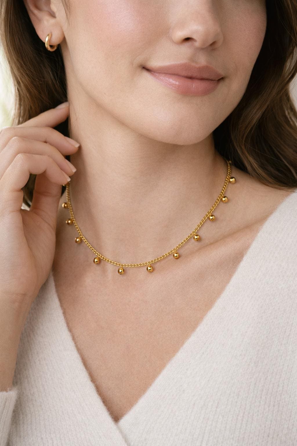 Bead Accent Chain Heart Links: Gold Finishing Dainty Stainless Steel | Jewelry Making, Sold by Yard, Durable Design
