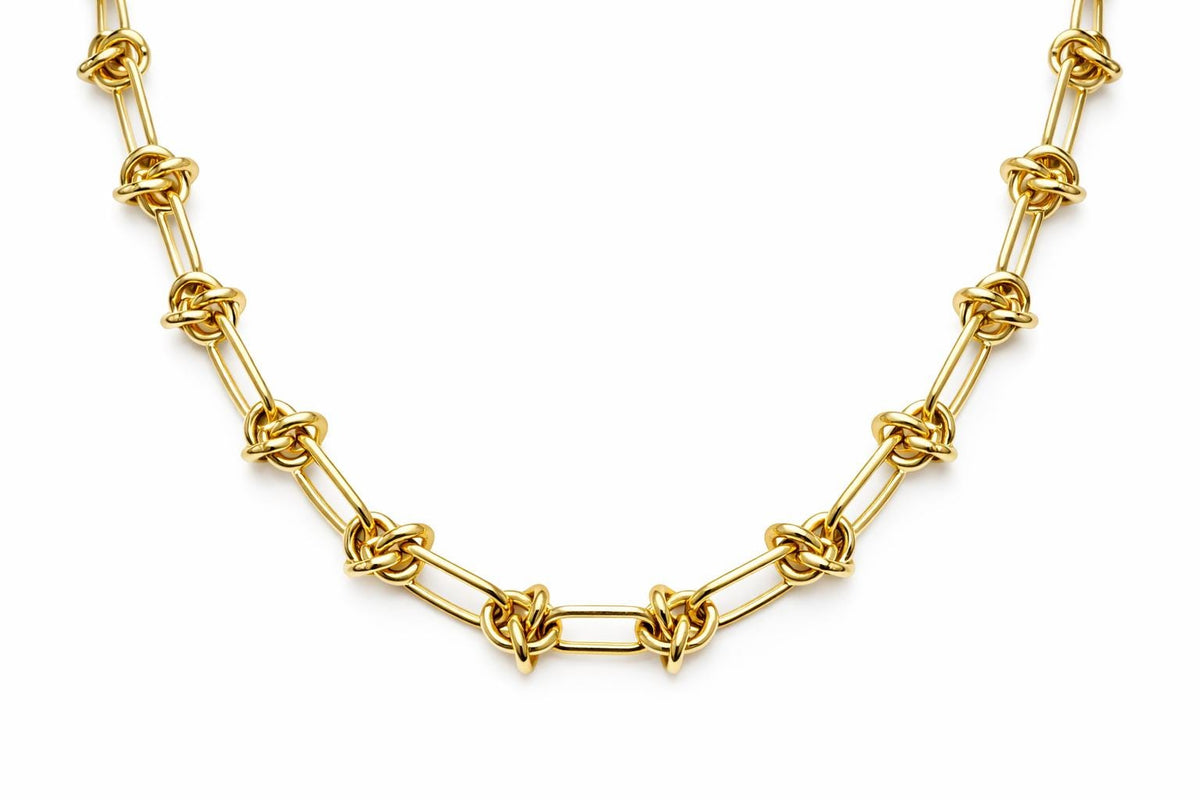 Chunky Knot Link Chain Necklace - Chunky Oval Links, Gold Finish - Stainless Steel, DIY Jewelry Supply