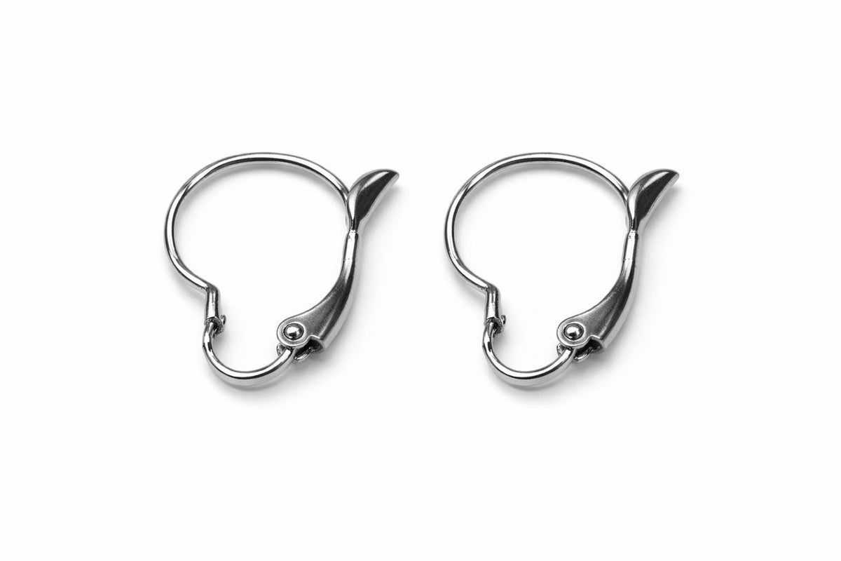 Earring Lever Back Screw Hook Set, Silver Tone Stainless Steel (12 PCs, 13x18mm & 13x13mm, Non Tarnish, DIY Jewelry Making)
