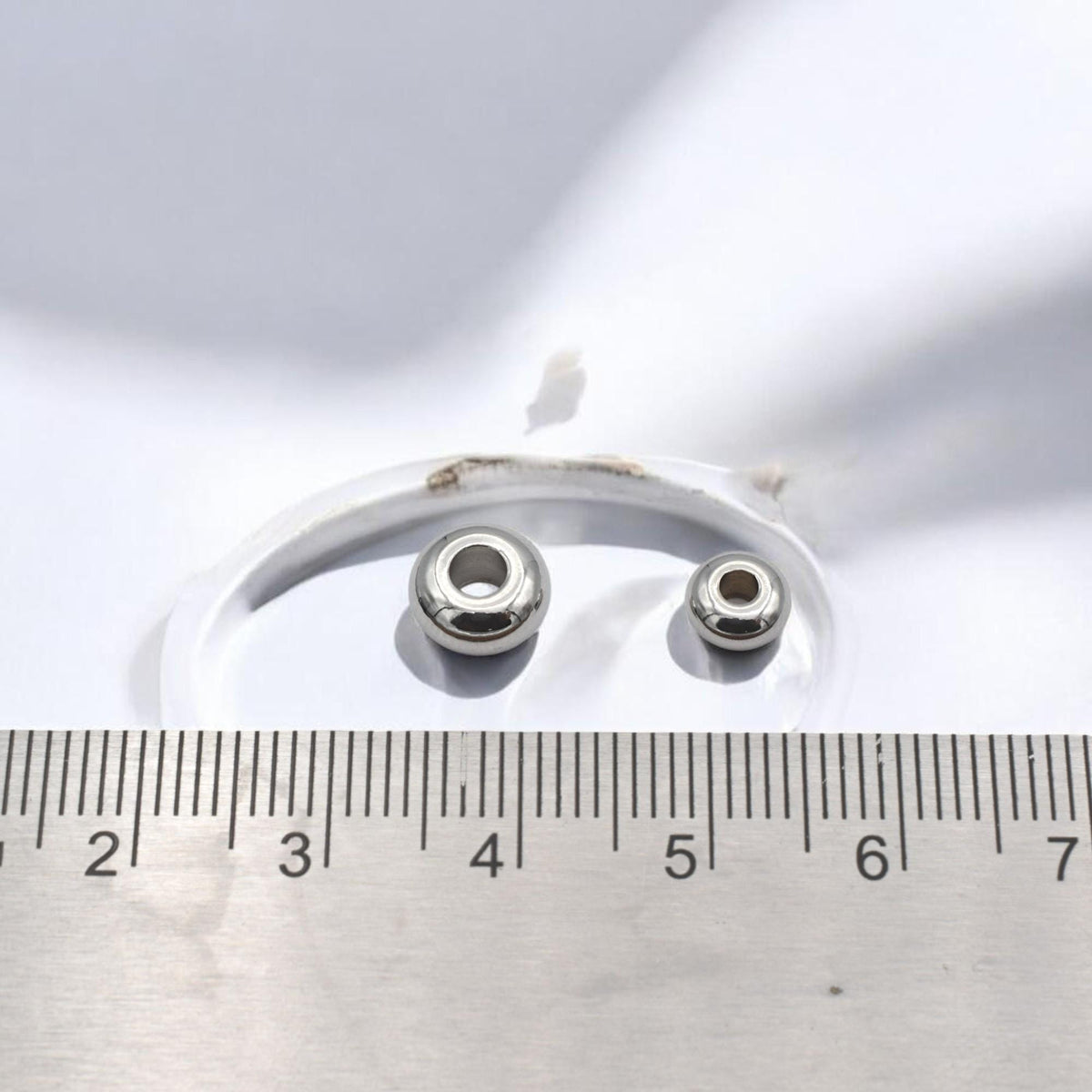 Plain Spacer Beads Roundel Stainless Steel, Silver Tone Finish (Size 6x3mm & 8x4mm, Hole 1.5-2mm, Durable Material)