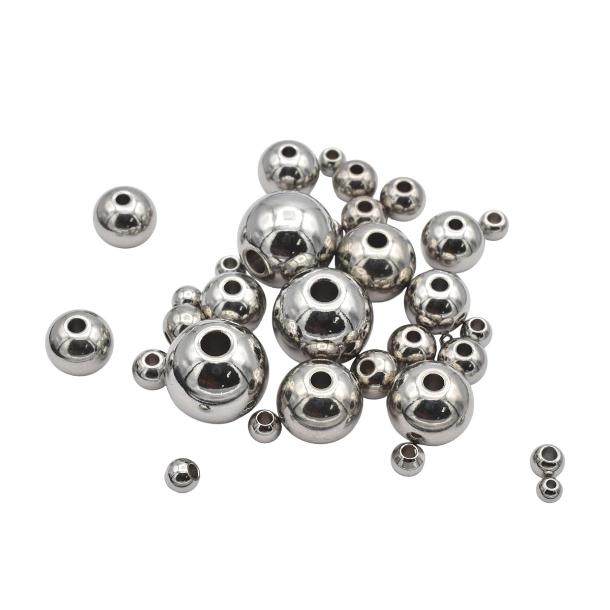 Spacer Beads 2mm Stainless Steel, Round Smooth Mirror Finish (Hypoallergenic, Tarnish-Resistant, Bulk Jewelry Components)