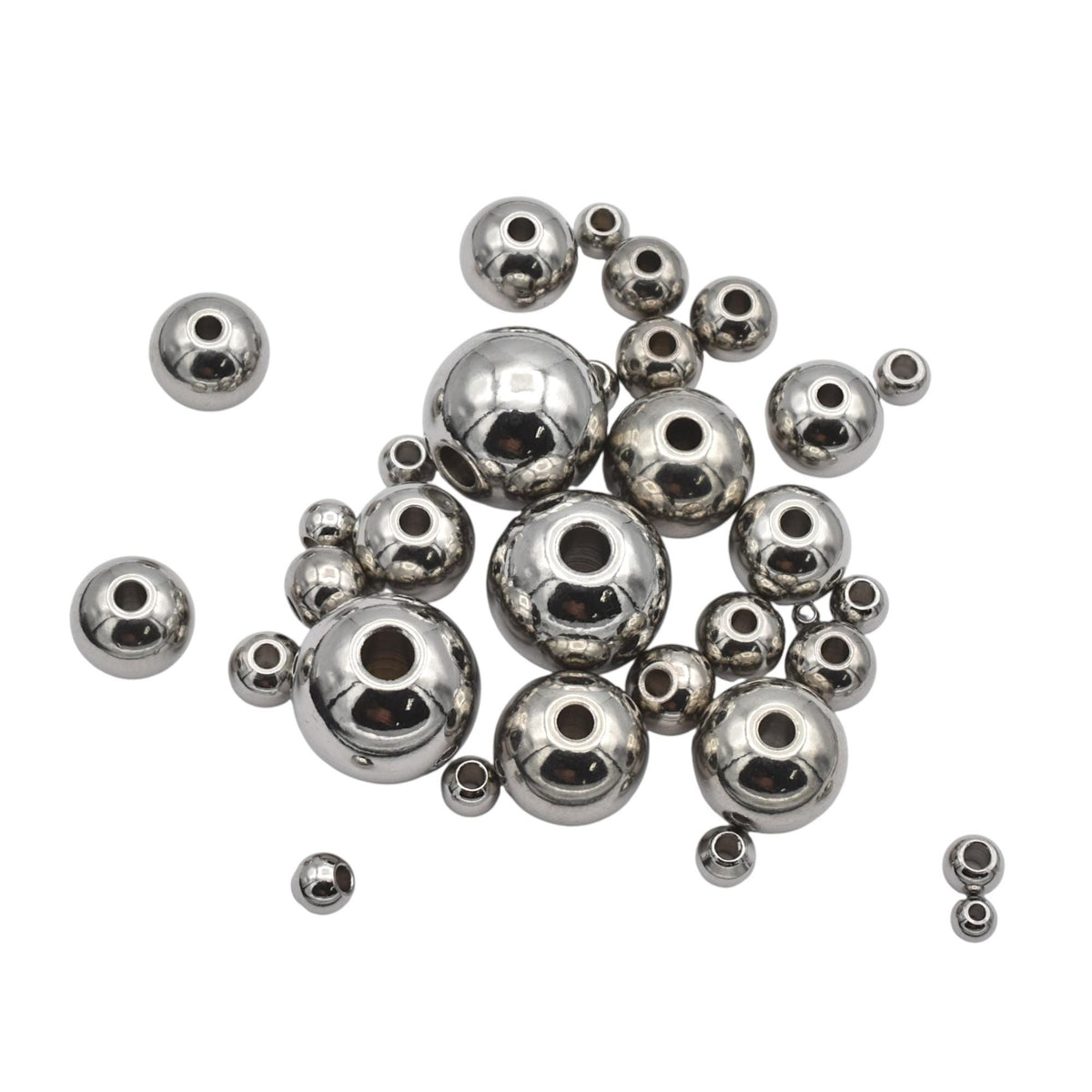 Spacer Beads 2mm Stainless Steel, Round Smooth Mirror Finish (Hypoallergenic, Tarnish-Resistant, Bulk Jewelry Components)