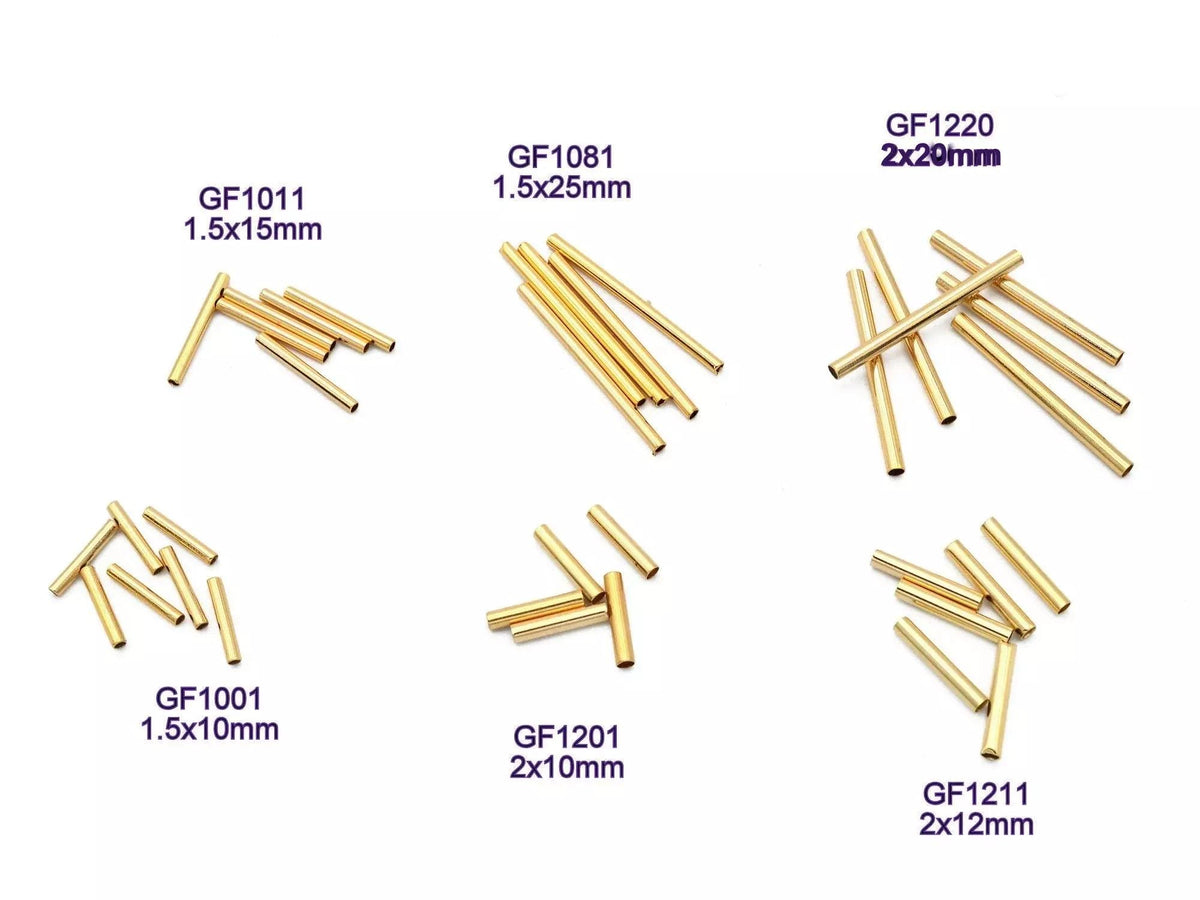 18K Gold Filled Alternative Tube Beads - Seamless Straight Plain Findings - Tarnish Resistant Finish, Jewelry DIY Parts
