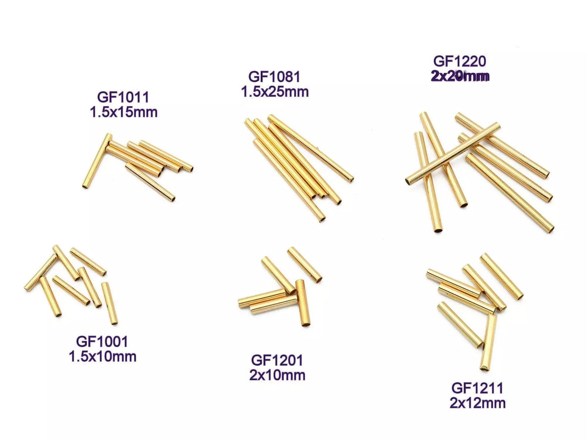 18K Gold Filled EP Tube Beads: Seamless Straight Plain Design - Tarnish-Resistant, Copper Core, DIY Jewelry Components