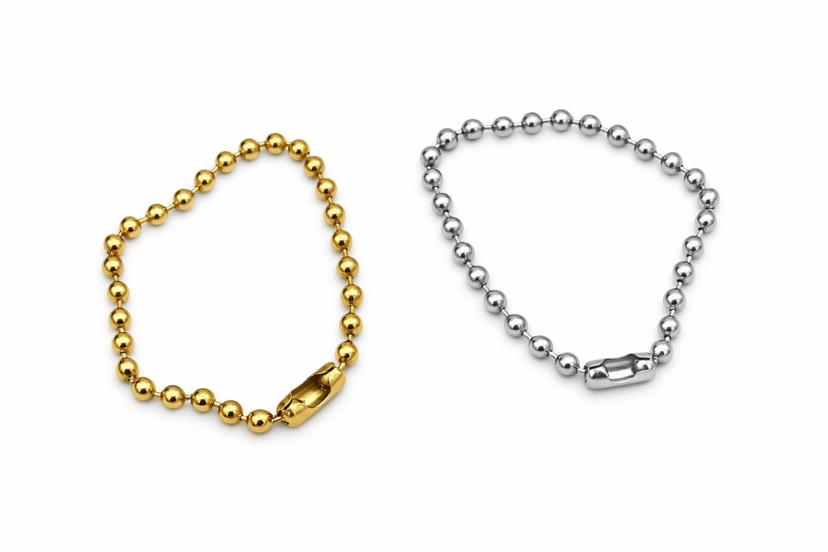 Gold Stainless Steel Ball Chain Twisted, Circle Link Jewelry Chain (4mm Width, Durable Gold Finish, Sold by Yard or Roll)
