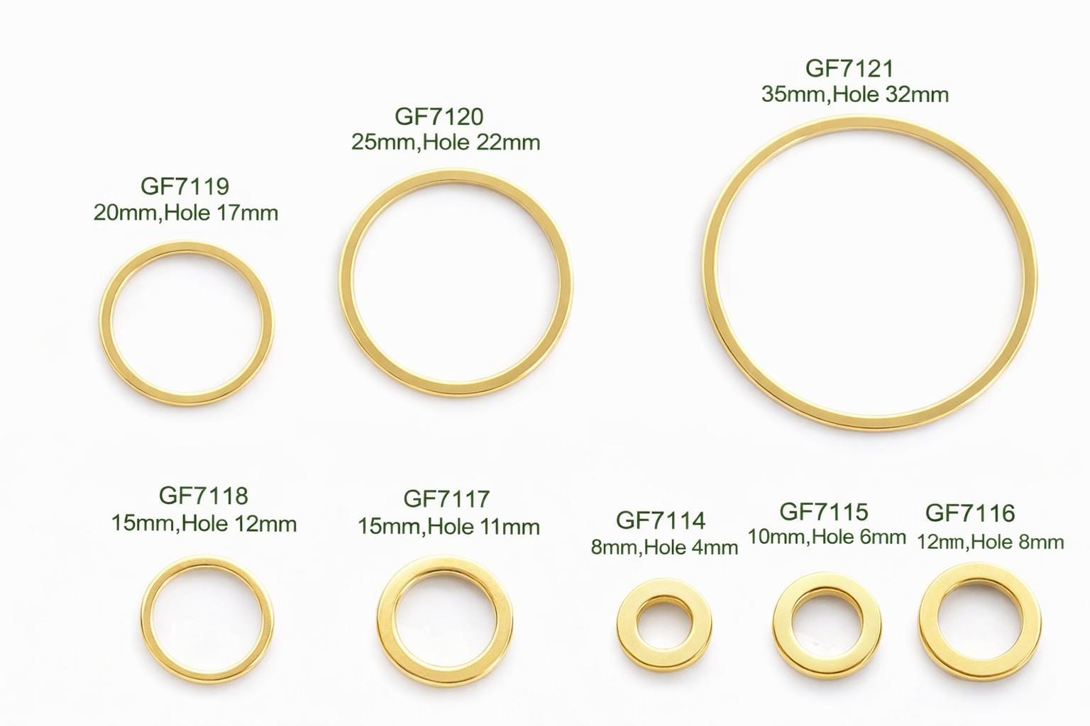 Close-up of 8mm square gold jump ring showing smooth closed design.