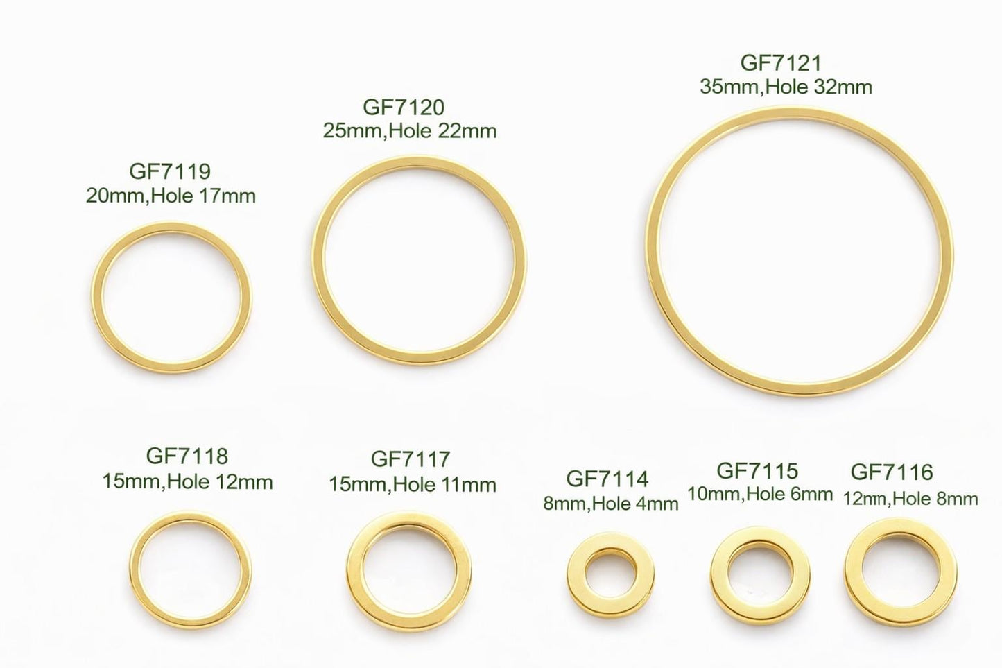Close-up of 8mm square gold jump ring showing smooth closed design.