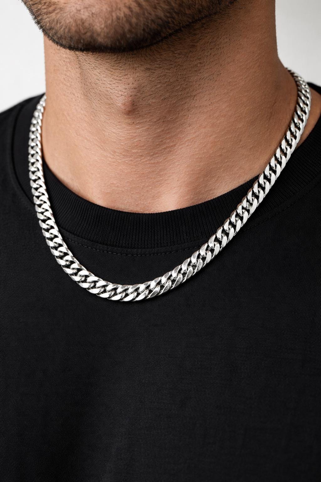 Rollo Cable Curb Chain Collection: Saturn Cuban & Diamond Cut Styles (Stainless Steel, Secure Fit, Multiple Sizes)