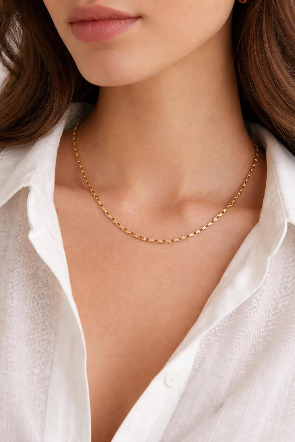 Paper Clip Box Chain Gold Plated, Jewelry Making Essential, Elegant Finish (Multiple Sizes, Durable Stainless Steel)