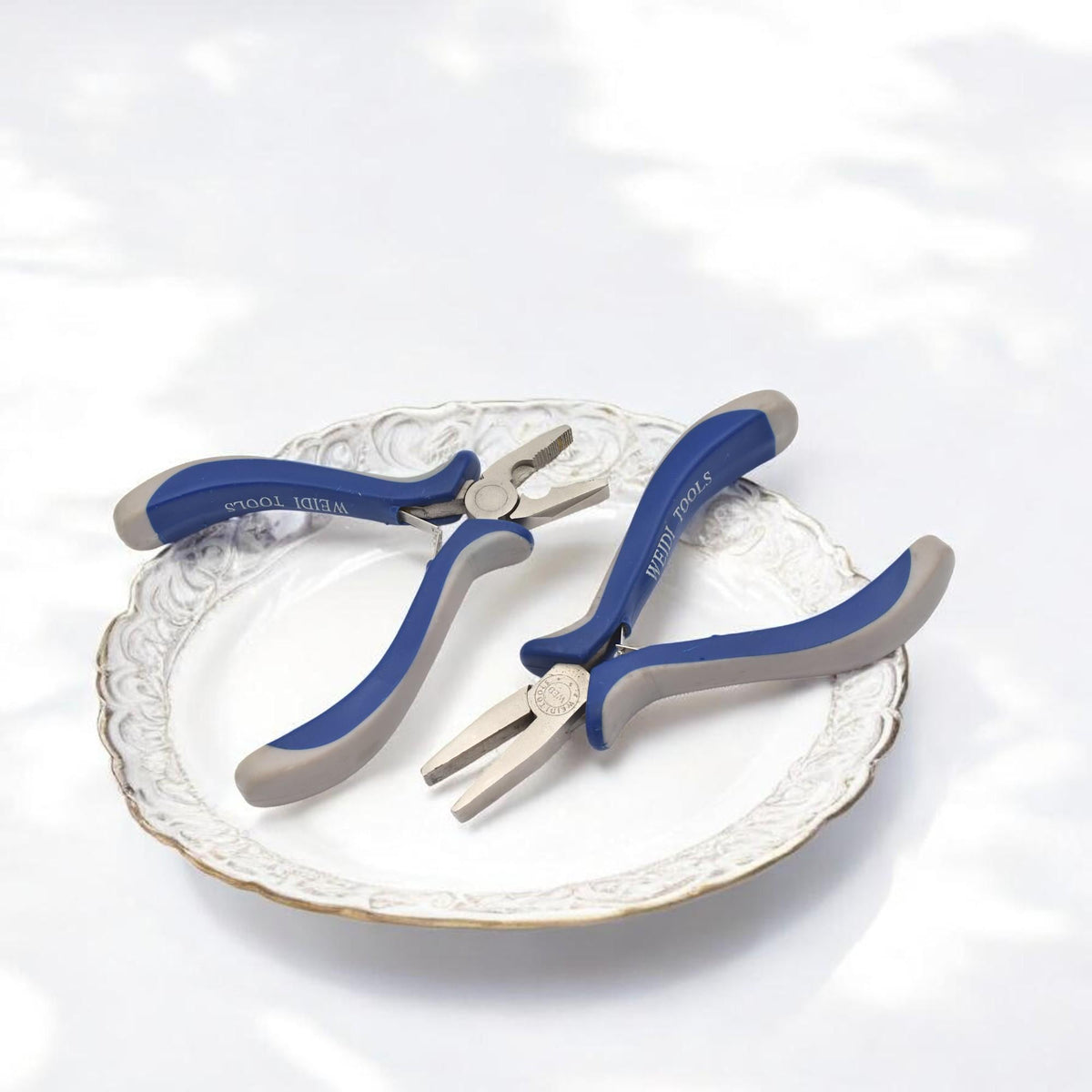 Jewelry Flat Nose Precision Pliers - Wire Wrapping Tool, Blue Comfort Grip Handles - Non-Slip, Durable Craft Use