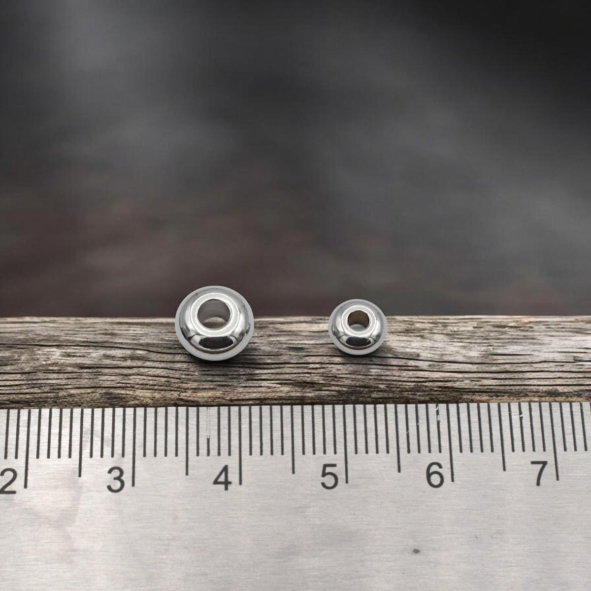 Plain Spacer Beads Roundel Stainless Steel, Silver Tone Finish (Size 6x3mm & 8x4mm, Hole 1.5-2mm, Durable Material)