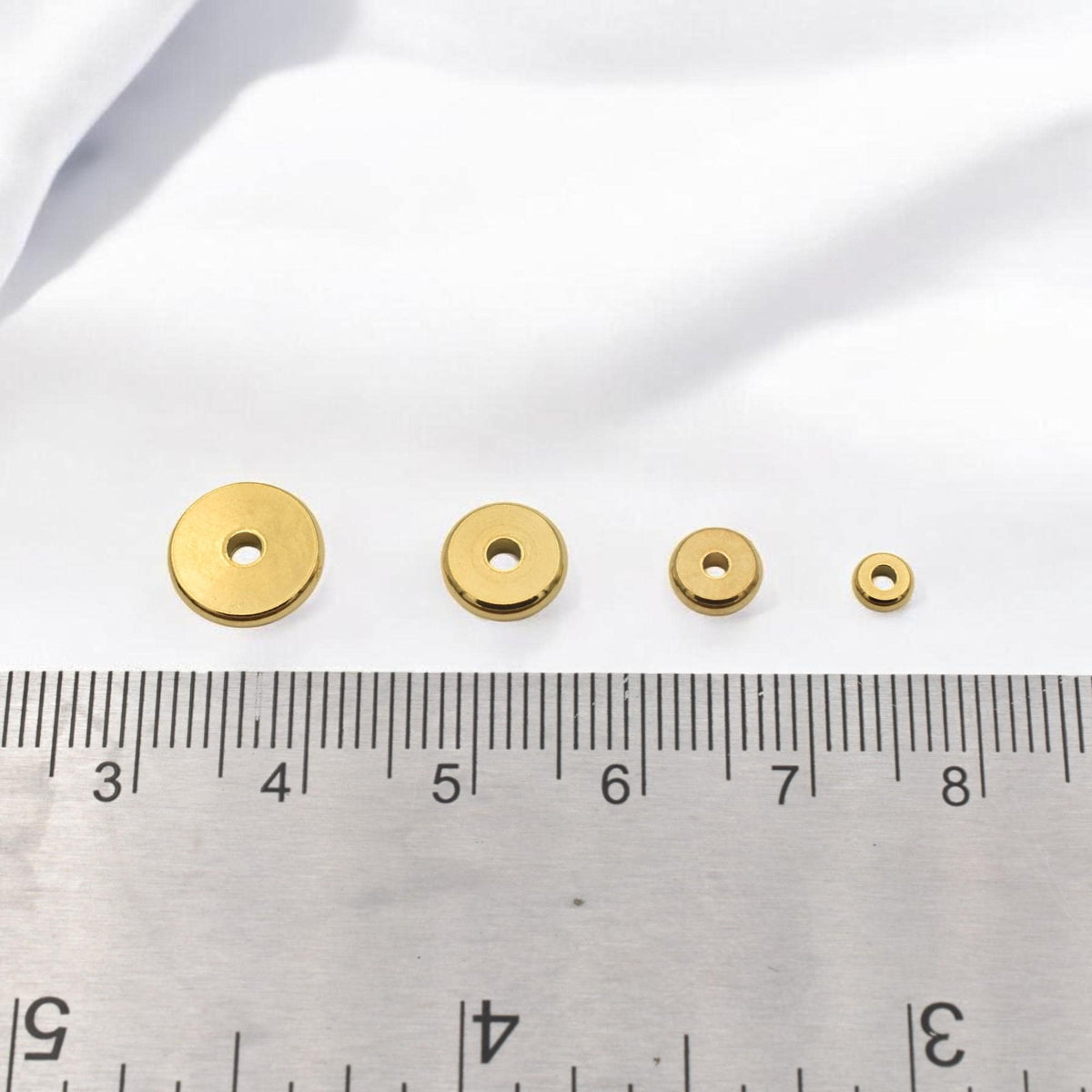 Steel Plain Roundel Beads - Gold Plated Seamless Spacers - 4mm to 10mm Sizes, Polished Stainless Steel, Jewelry Repair