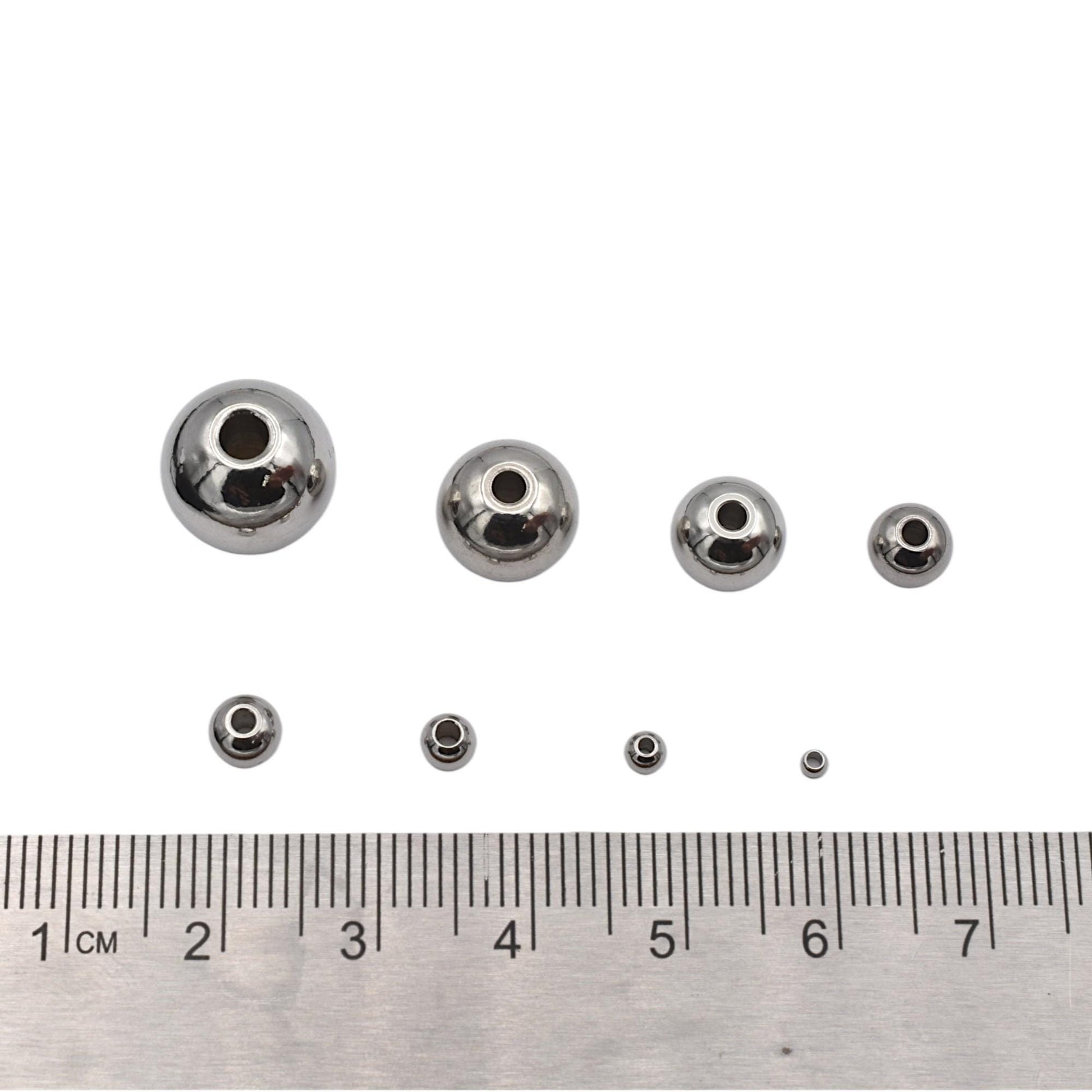 Spacer Beads 2mm Stainless Steel, Round Smooth Mirror Finish (Hypoallergenic, Tarnish-Resistant, Bulk Jewelry Components)
