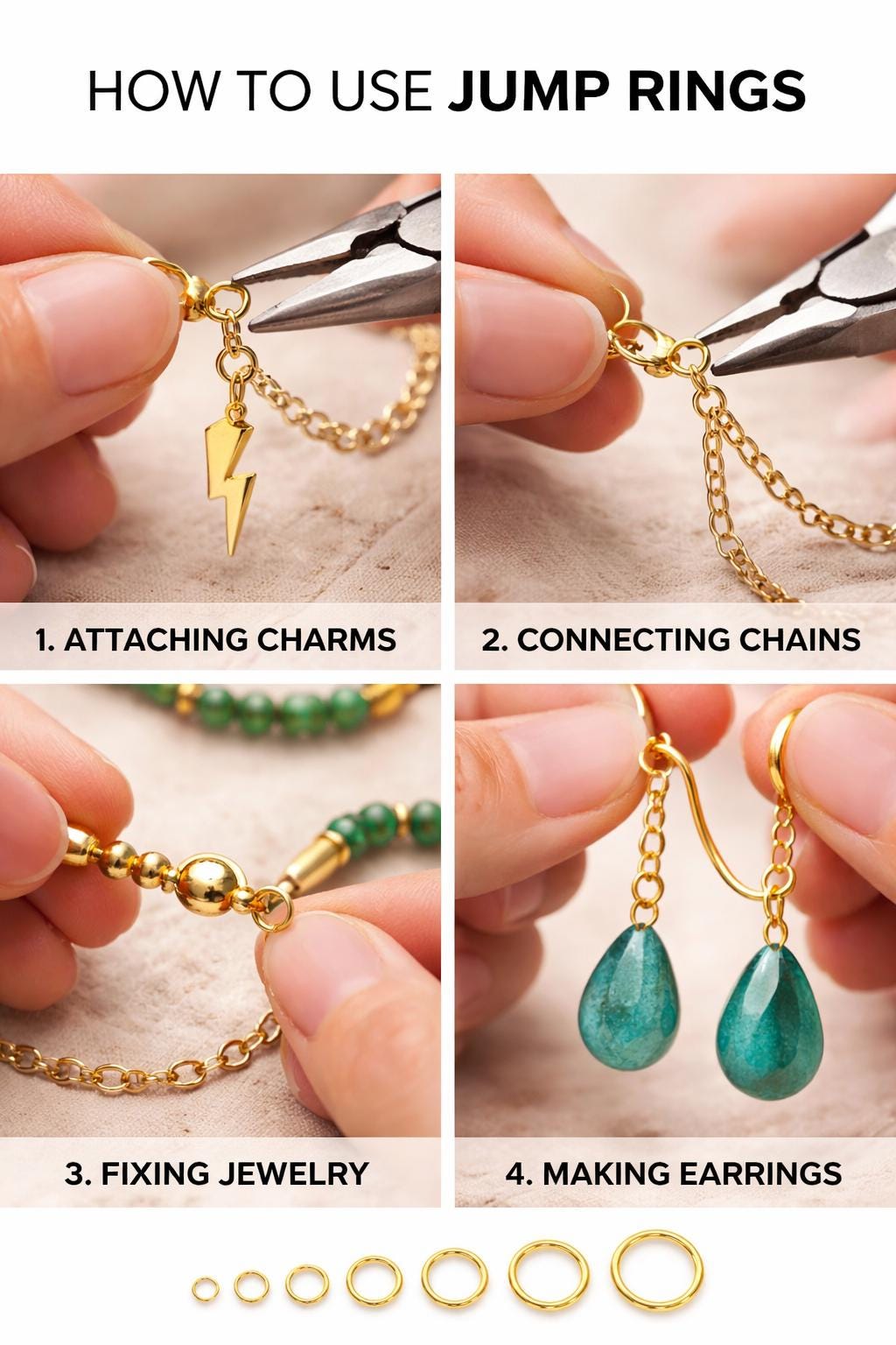 Gold Filled Alternative Jump Rings Open Closed Rings Set, Tarnish-Resistant Premium Finish (2mm-12mm Sizes, Smooth Edges)