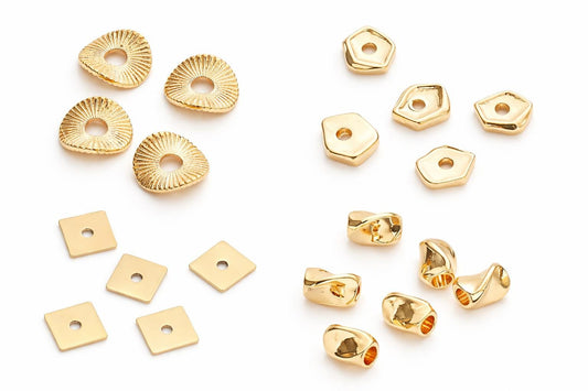 18K Gold Filled Alternative Roundel Spacer Beads: Plain & Twisted Tube Styles - Durable, Water Resistant, Base Findings